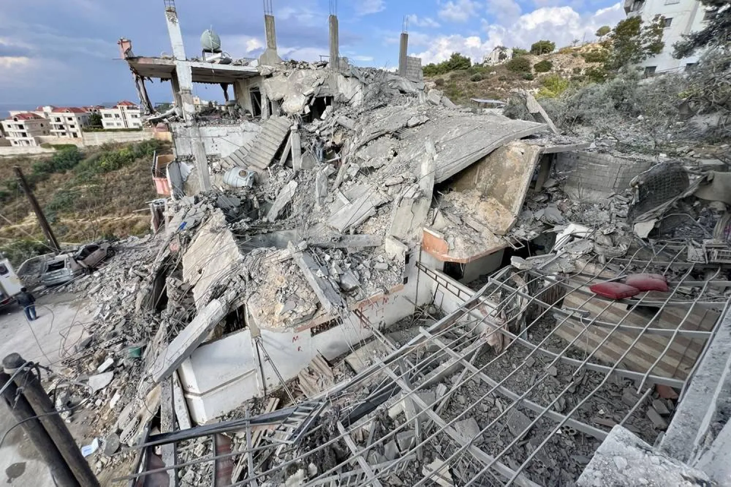 A building destroyed during an Israeli airstrike southern Lebanese town of Ghazieh, 03 November 2024. (EPA)