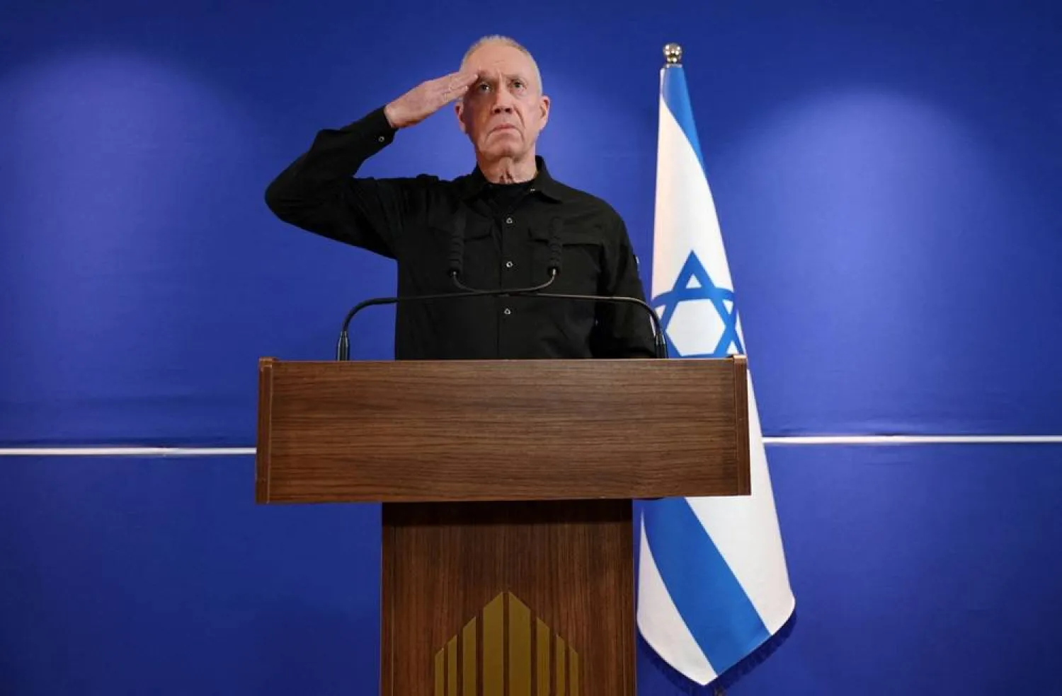 Former Israeli Defense Minister Yoav Gallant attends a press conference shortly after he was sacked by Israeli Prime Minister Benjamin Netanyahu who cited a lack of trust, at the Ministry of Defense in Tel Aviv, Israel November 5, 2024. (Reuters)
