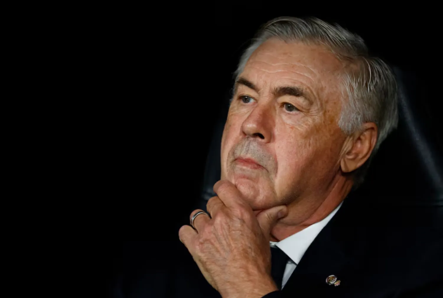 Soccer Football - Champions League - Real Madrid v Borussia Dortmund - Santiago Bernabeu, Madrid, Spain - October 22, 2024 Real Madrid coach Carlo Ancelotti reacts before the match REUTERS/Susana Vera/File Photo