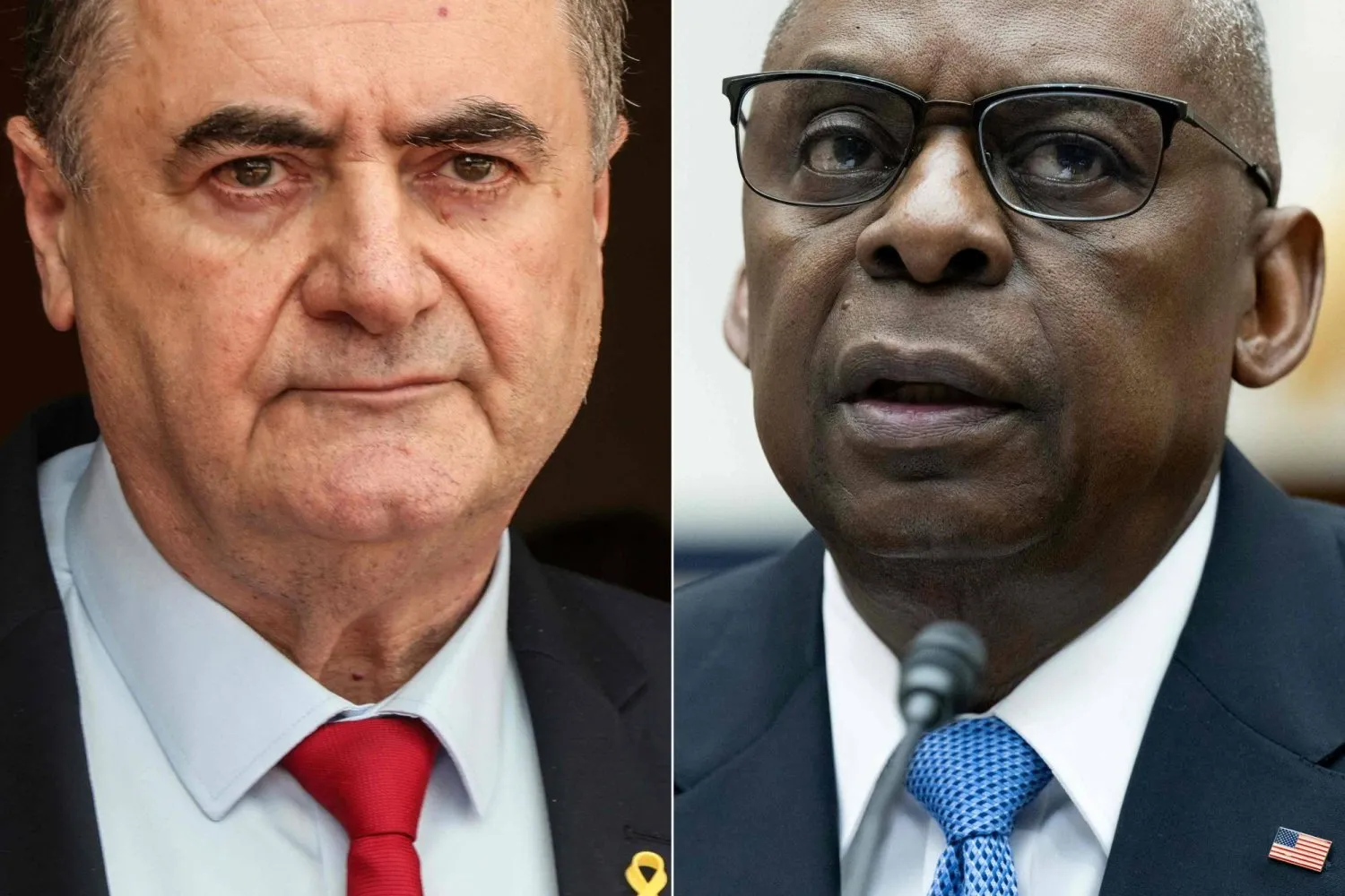 ABD Savunma Bakanı Lloyd Austin (sağda) ve İsrailli mevkidaşı Israel Katz (AFP)