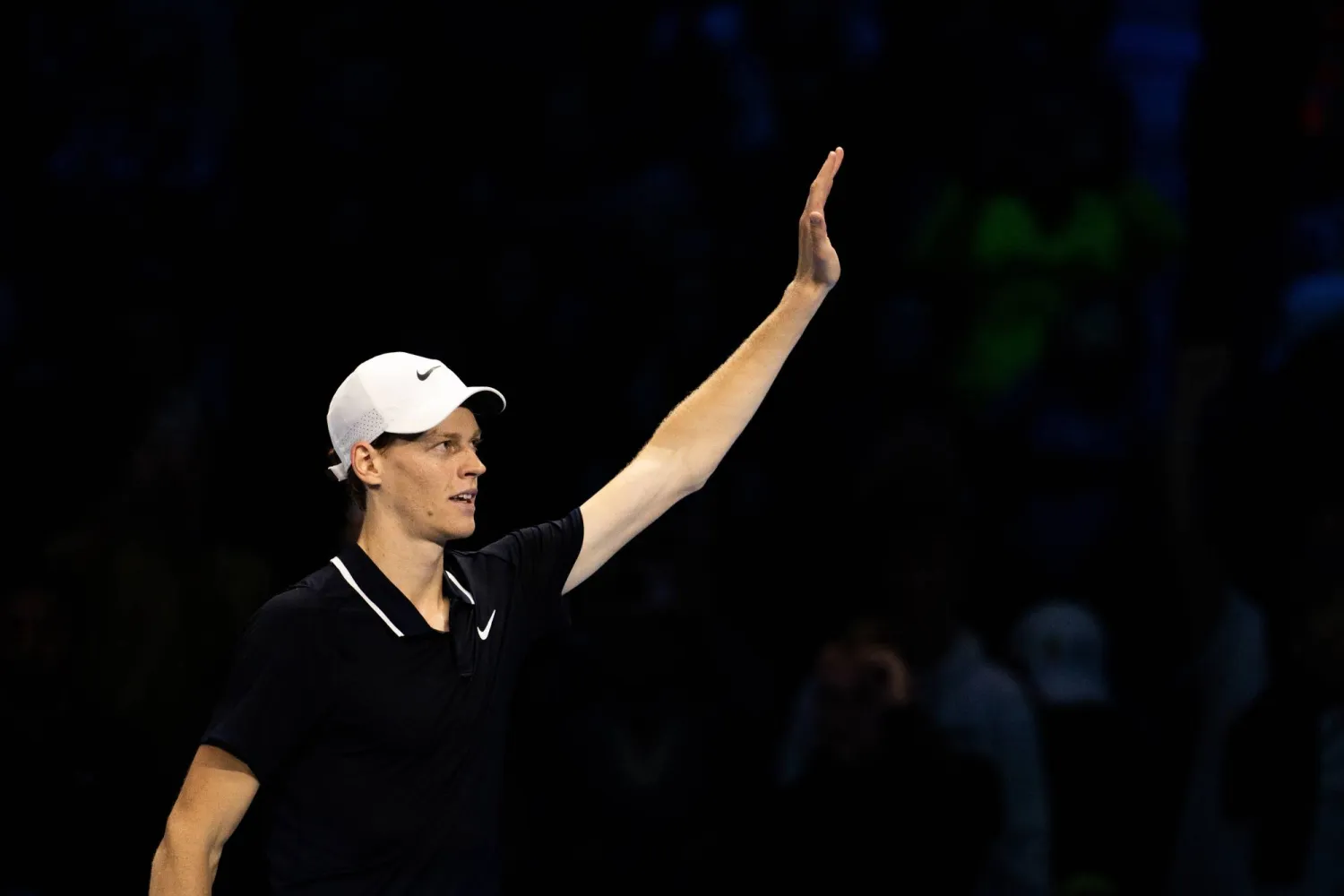12 November 2024, Italy, Turin: Italian tennis player Jannik Sinner celebrates defeating US Taylor Fritz during the ATP World Tour Finals Men's Singles tennis match of at the Inalpi Arena. Photo: Marco Alpozzi/LaPresse via ZUMA Press/dpa