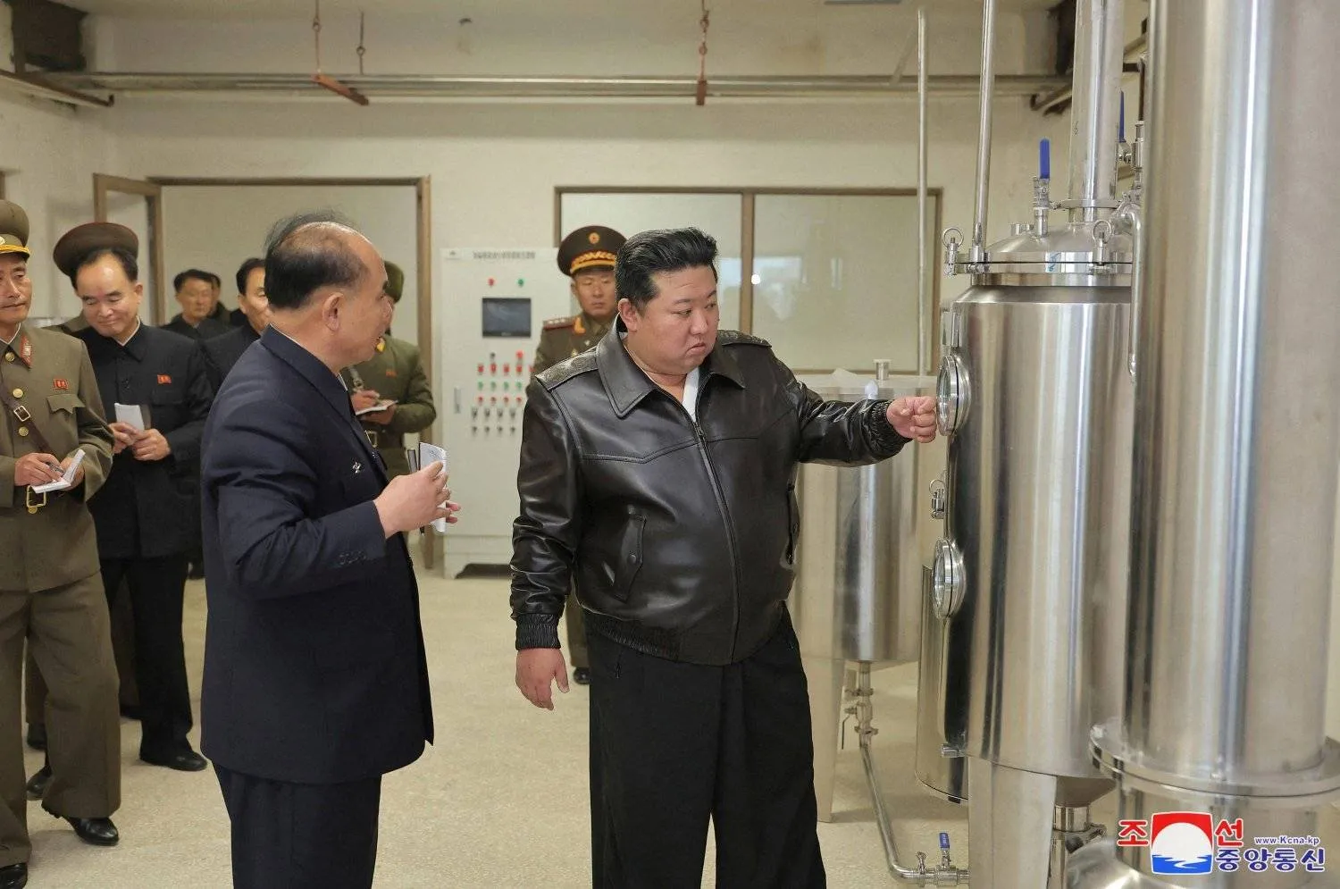 North Korean leader Kim Jong Un inspects a factory that produces attack drones (AFP)