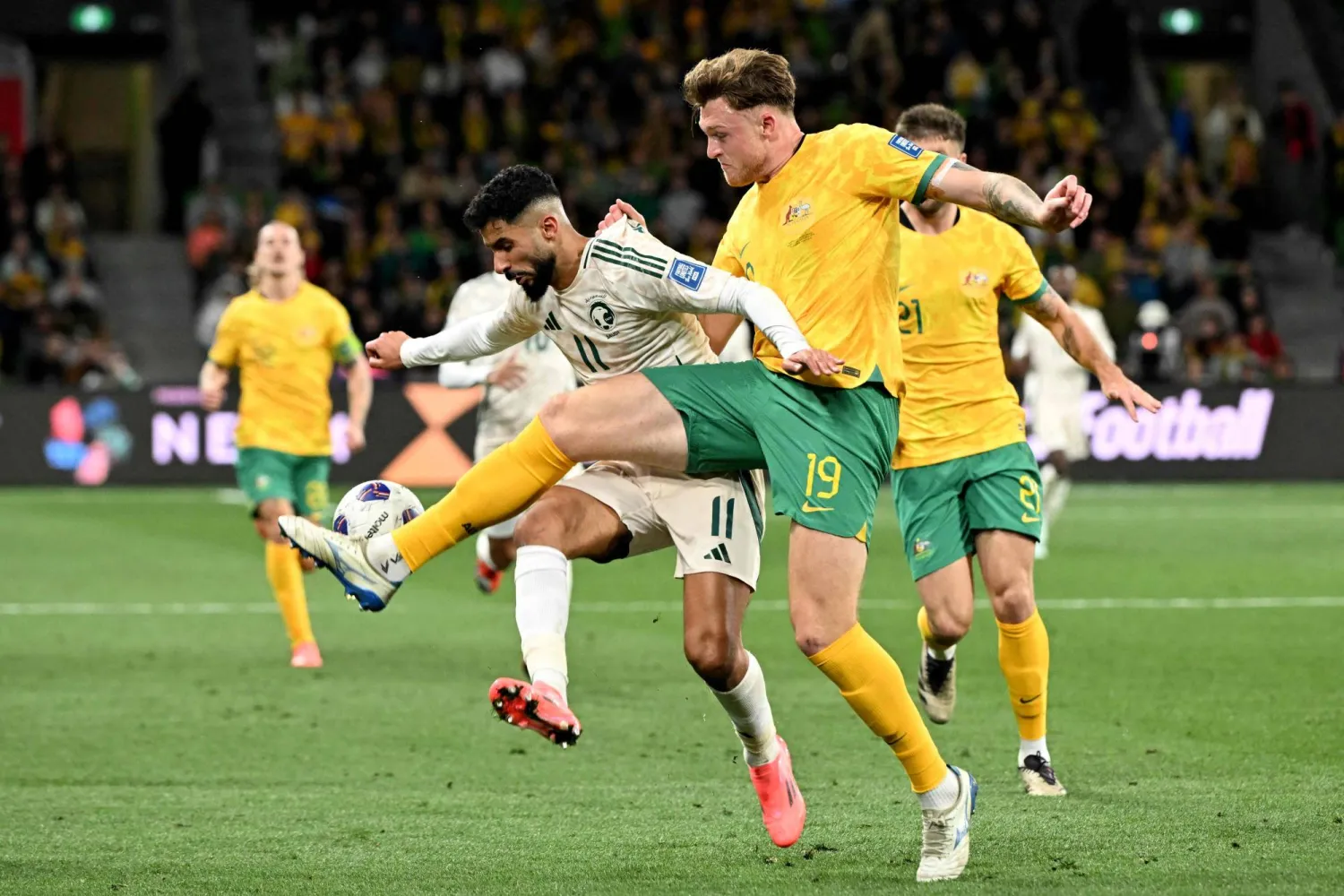 أستراليا عانت أمام السعودية وفشلت في التسجيل (أ.ف.ب)