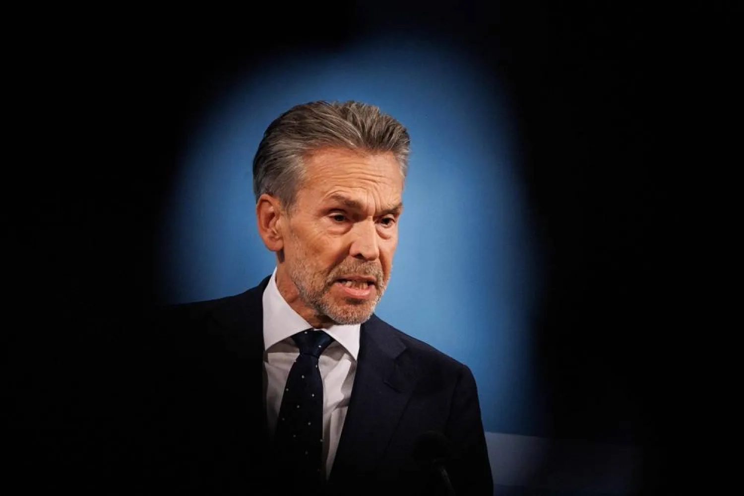  Netherlands' Prime Minister Dick Schoof talks during a press conference at the Catshuis, the official residence of the Prime Minister, in the Hague, on November 15, 2024. (AFP)