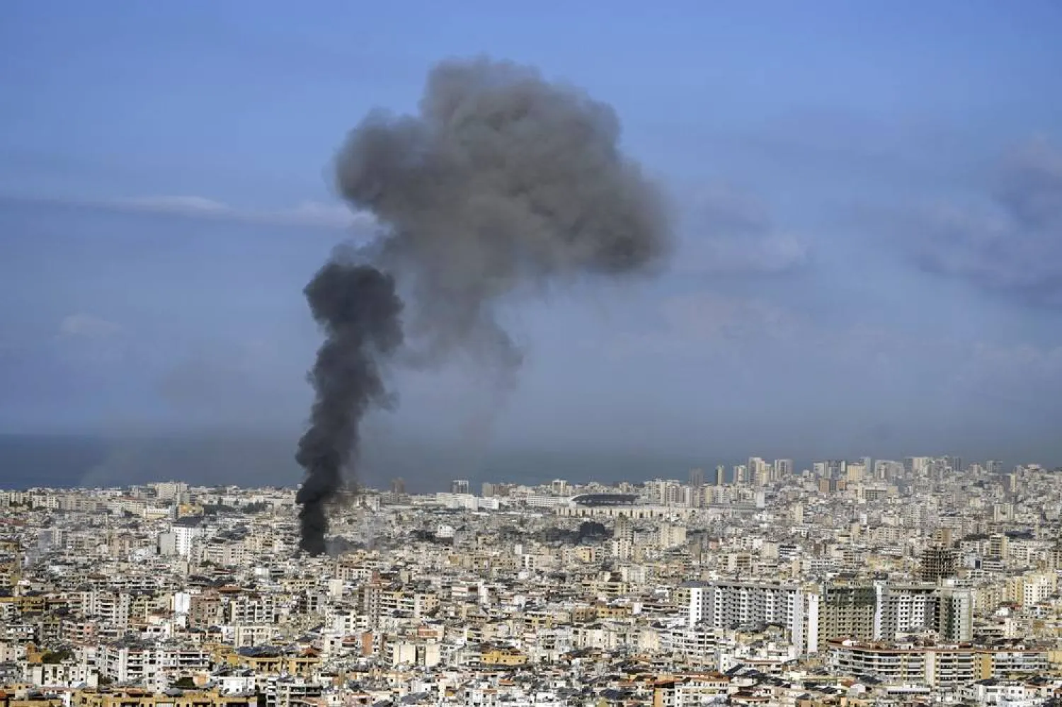  Smoke rises after an Israeli airstrike on Beirut's southern suburb, known as Dahiyeh, on Saturday, Nov. 16, 2024. (AP) 