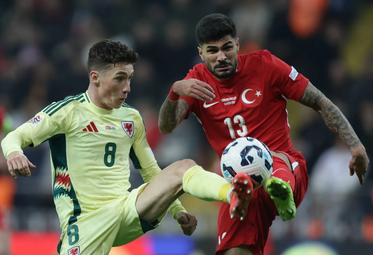 من المواجهة التي جمعت تركيا وويلز (إ.ب.أ)
