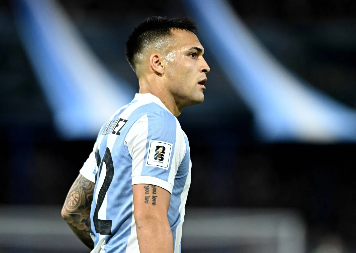 Soccer Football - World Cup - South American Qualifiers - Argentina v Peru - Estadio Mas Monumental, Buenos Aires, Argentina - November 19, 2024 Argentina's Lautaro Martinez reacts REUTERS/Rodrigo Valle