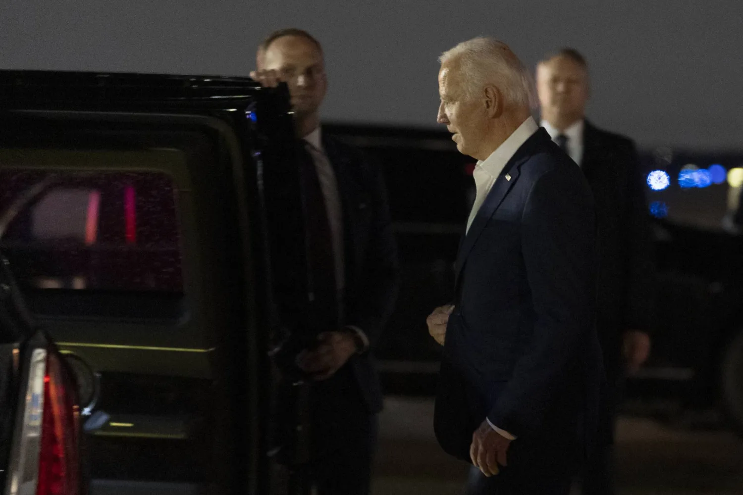 President Joe Biden walks to his limousine upon arriving on Air Force One late Tuesday, Nov. 19 2024, at Joint Base Andrews, from G20 Summit in Rio de Janeiro. (AP Photo/Manuel Balce Ceneta)
