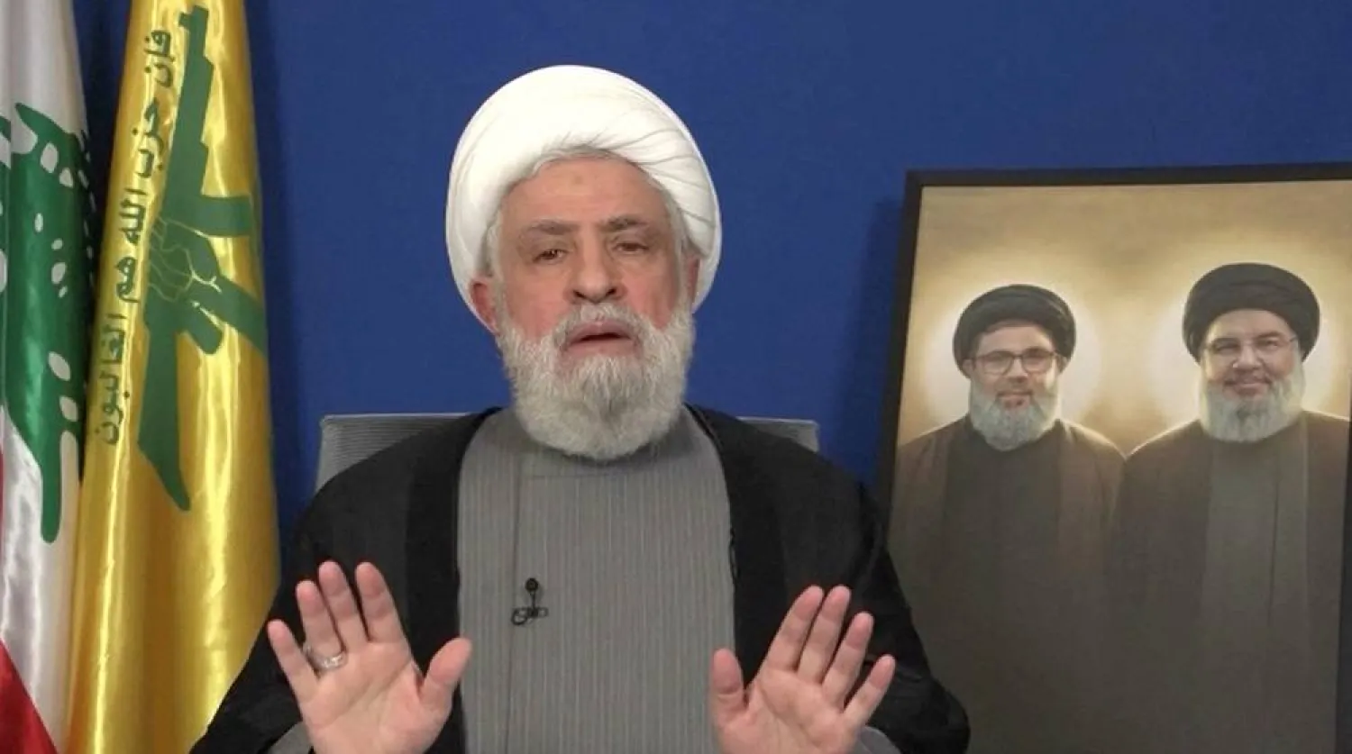  Lebanon's Hezbollah leader Sheikh Naim Qassem delivers a speech from an unknown location, November 20, 2024 in this still image from video. Reuters TV/Al-Manar TV via Reuters