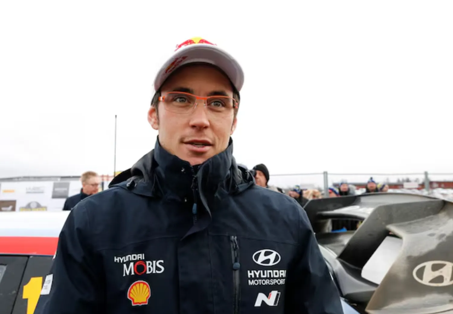 FIA World Rally Championship - Rally Sweden - Stage 7 of Second Round - Torsby, Sweden - February 15, 2020. Thierry Neuville of Belgium (Hyundai i20 Coupe WRC) speaks to the media. TT News Agency/Micke Fransson/via REUTERS/File Photo 