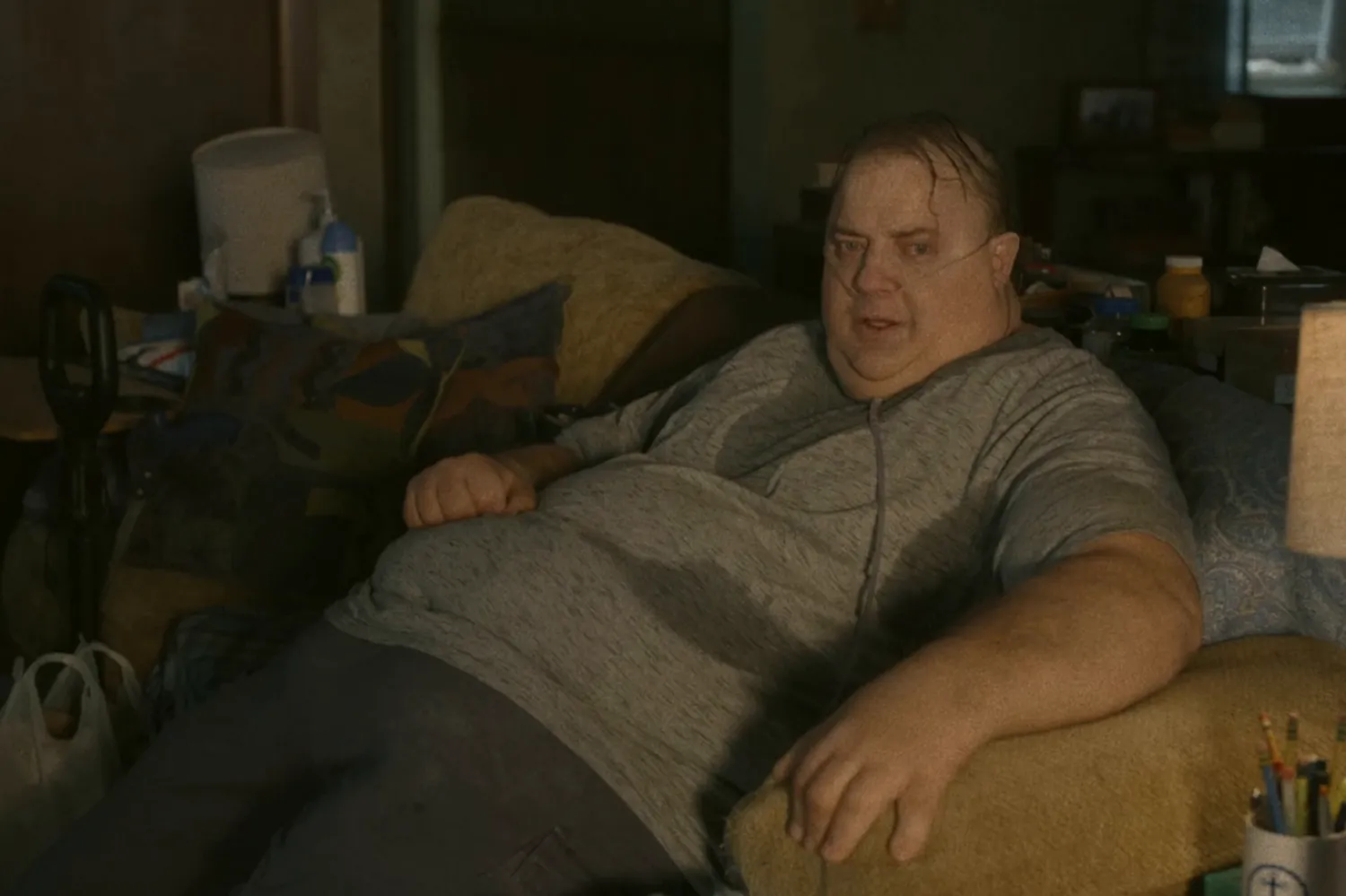 Brendan Fraser, Balina için epey detaylı bir şişman kostümü protezi giymişti (A24)