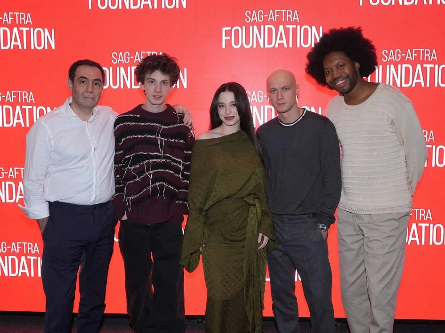 (L-R) Karren Karagulian, Mark Eidelstein, Mikey Madison, Yuriy Borisov and Jeremy O. Harris attend a SAG-AFTRA Foundation conversation for "Anora" at SAG-AFTRA Foundation Robin Williams Center on December 03, 2024 in New York City. (Getty Images via AFP) 