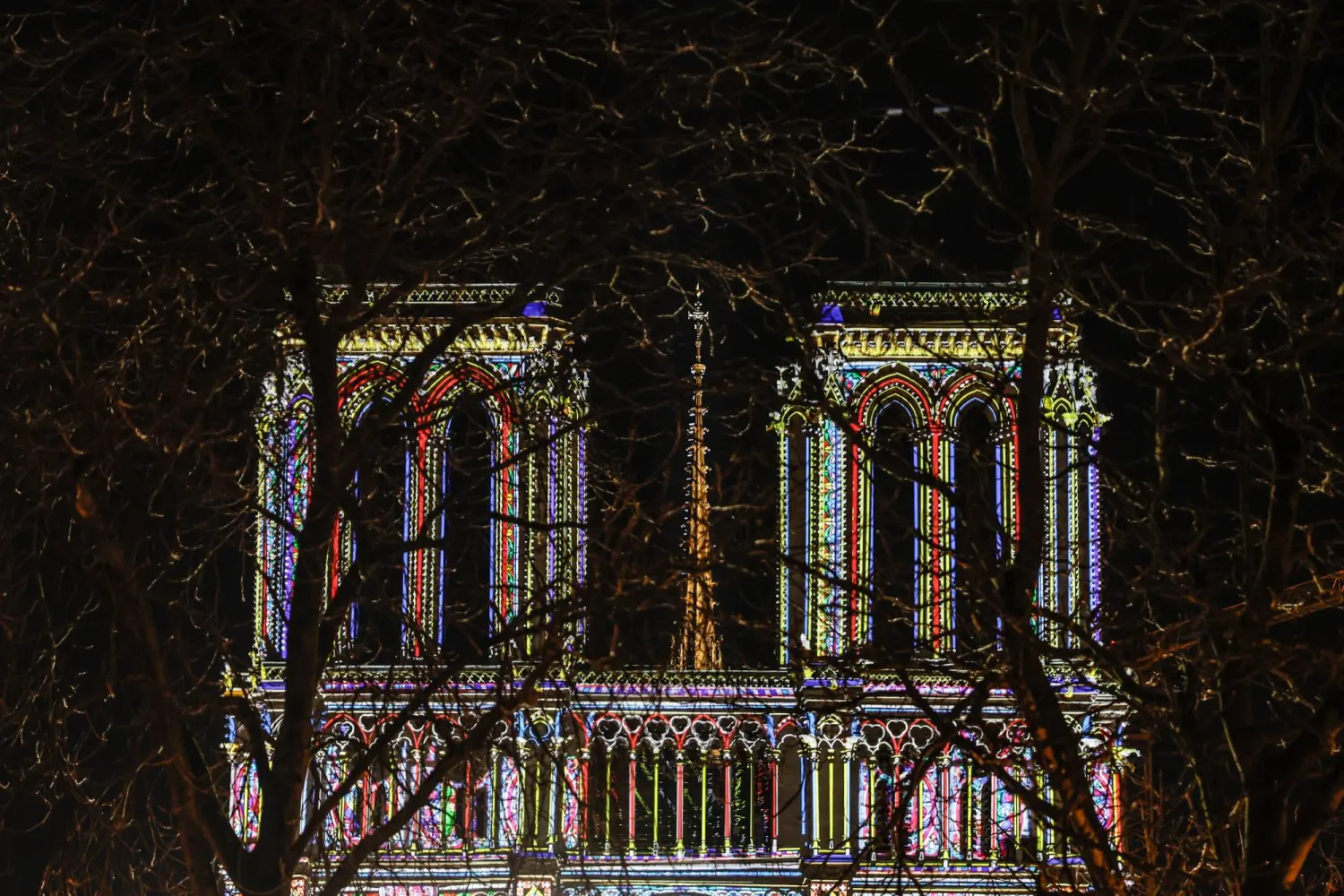 كاتدرائية نوتردام دو باري خلال الاستعدادات النهائية لإعادة افتتاحها (إ.ب.أ)