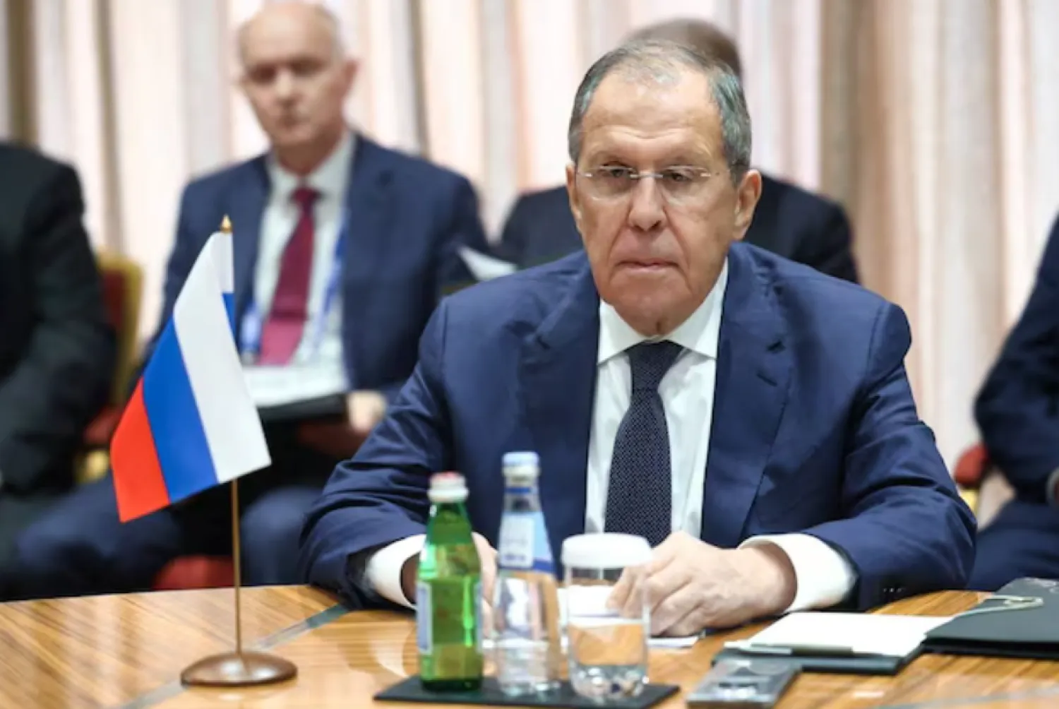 Russian Foreign Minister Sergei Lavrov attends a meeting on the crisis in Syria in the framework of the Astana process on the sidelines of the Doha Forum in Doha, Qatar, December 7, 2024. Russian Foreign Ministry/Handout via REUTERS