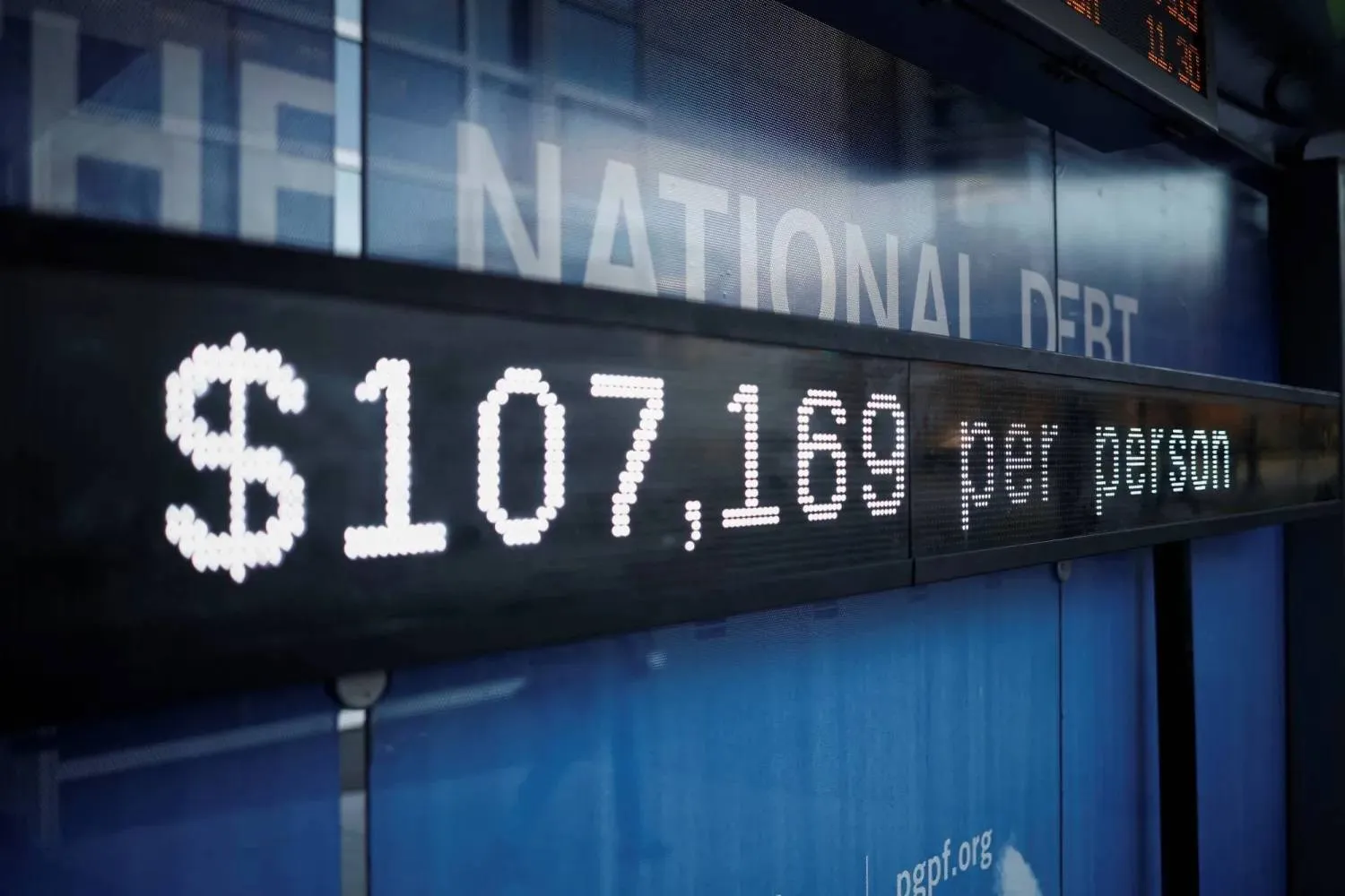  A billboard displaying the US national debt (Reuters)
