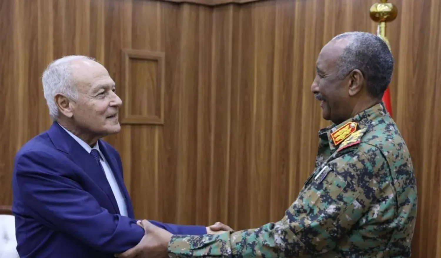 Sovereign Council Chairman and Army Chief Abdel Fattah al-Burhan meeting with the Arab League Secretary-General (Sudan Sovereign Council)