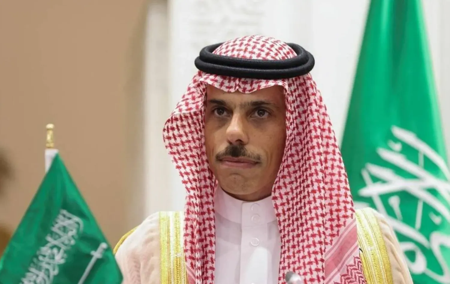 Saudi Foreign Minister Prince Faisal bin Farhan bin Abdullah attends a press conference in Riyadh, Saudi Arabia, August 17, 2023. (Reuters)