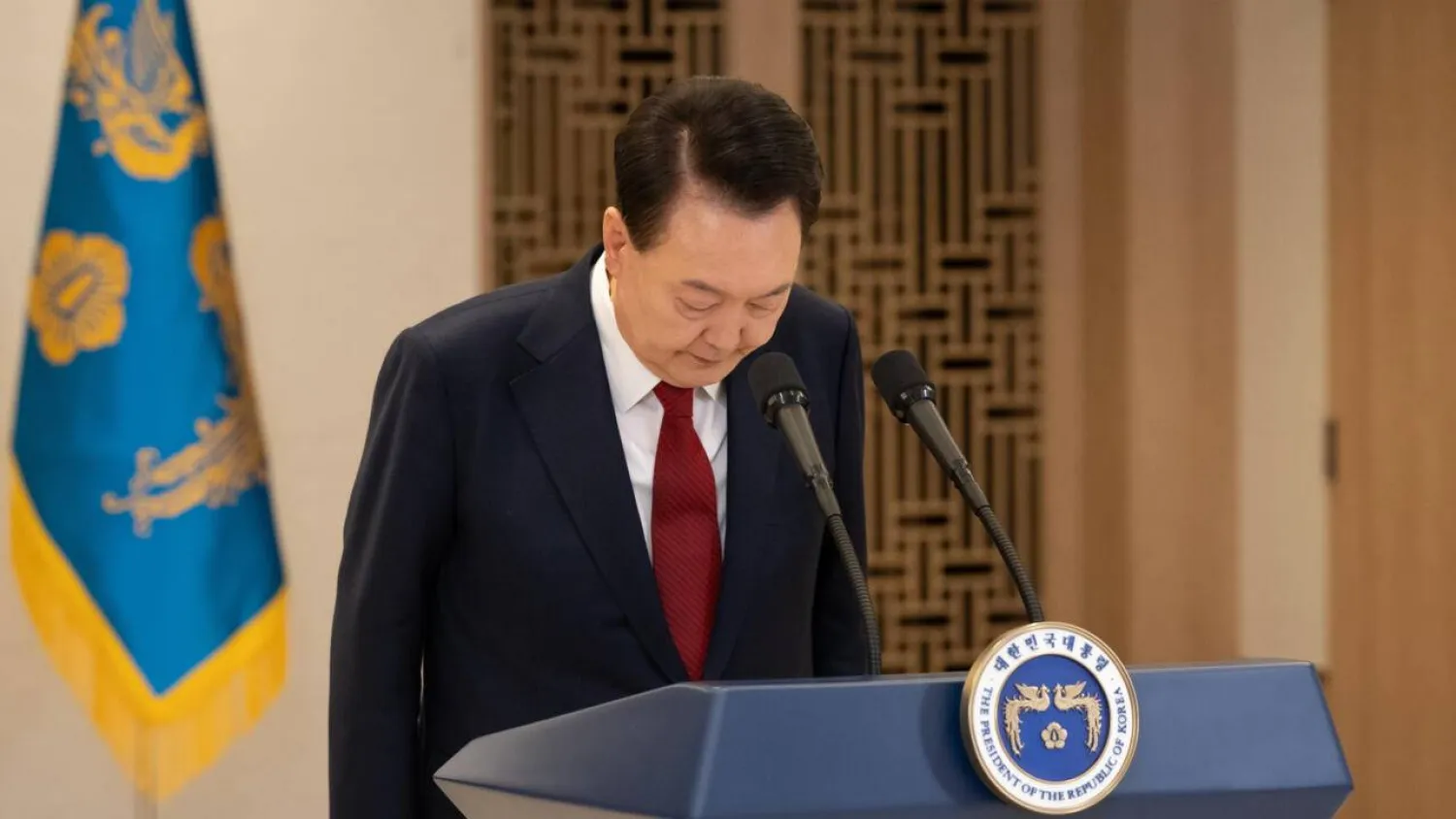 South Korean President Yoon Suk Yeol on Thursday vowed to fight 'until the very last minute'. Handout / South Korean Presidential Office/AFP
