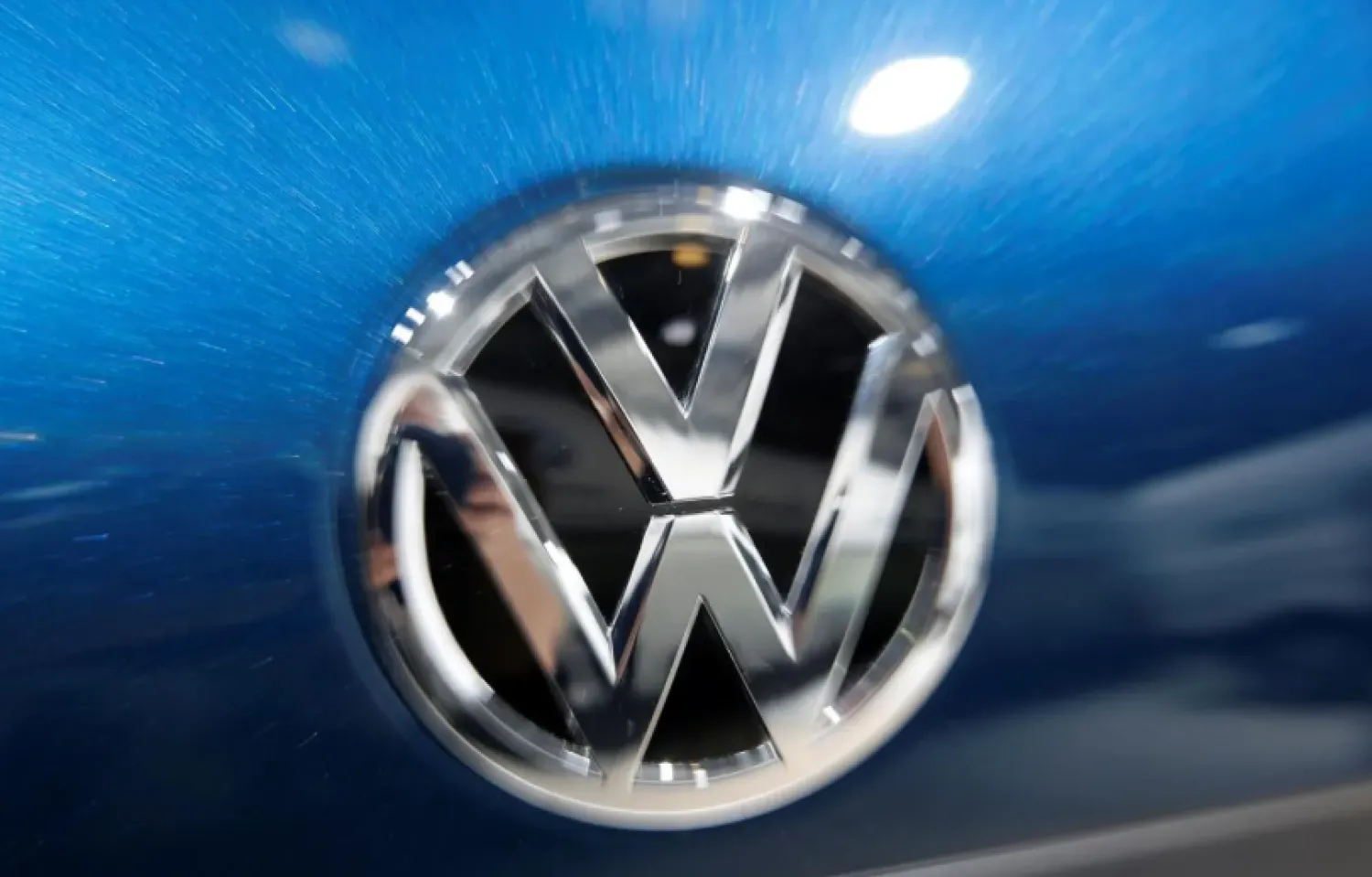 A Volkswagen logo is pictured during the Volkswagen Group's annual general meeting in Berlin, Germany, May 3, 2018. (Reuters)
