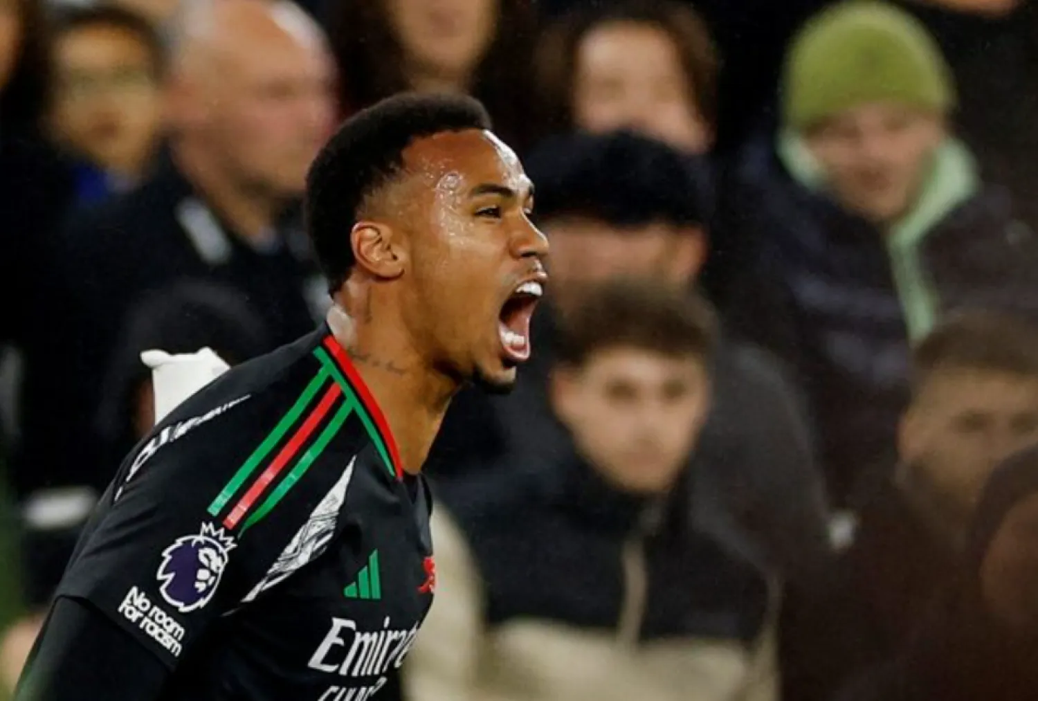 Soccer Football - Premier League - West Ham United v Arsenal - London Stadium, London, Britain - November 30, 2024 Arsenal's Gabriel Magalhaes celebrates scoring their first goal Action Images via Reuters/John Sibley/ File Photo 