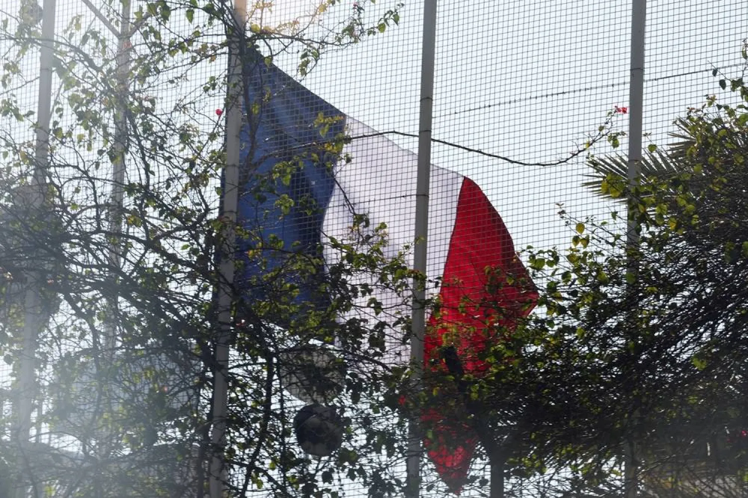 The French national flag is raised at the French embassy, after the ousting of Syria's Bashar al-Assad, in Damascus, Syria, December 17, 2024. (Reuters) 