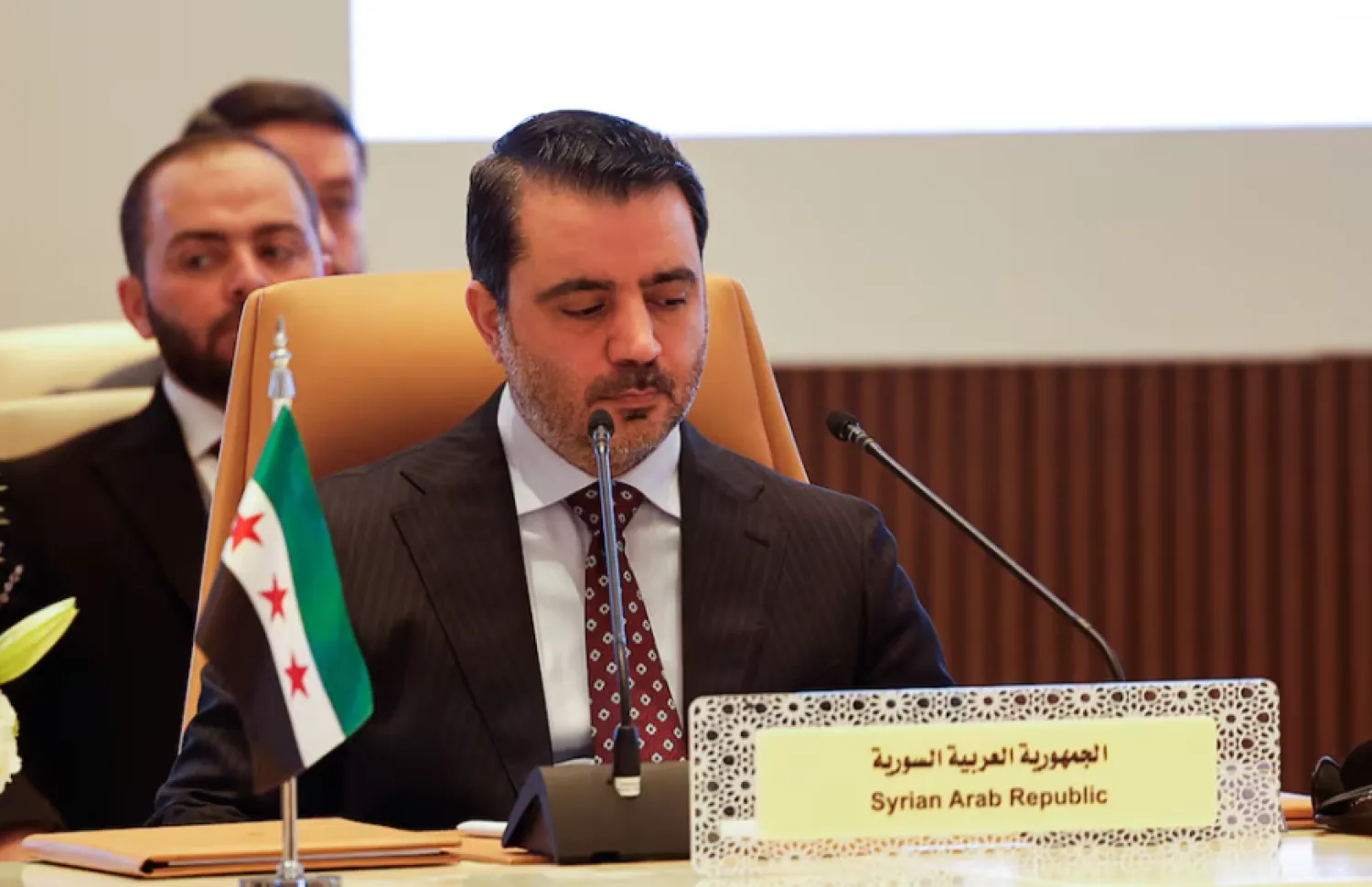 Syria's Foreign Minister Asaad Hassan al-Shibani attends a meeting on Syria, following the recent ousting of president Bashar al-Assad, in Riyadh, Saudi Arabia, January 12, 2025. REUTERS