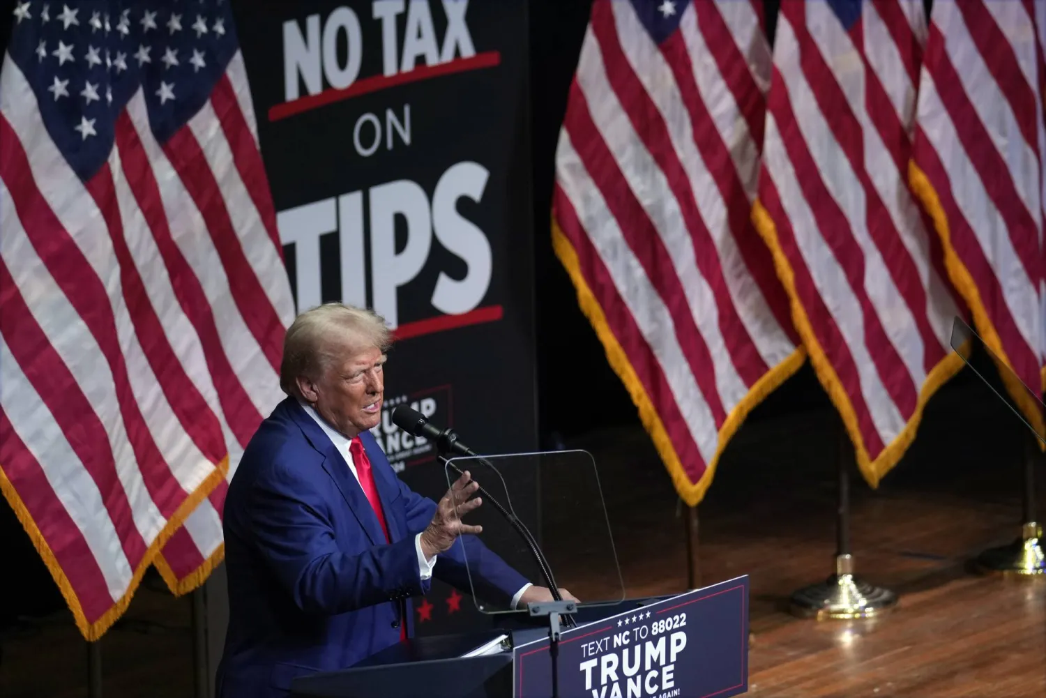 ترمب يتحدث أمام تجمع انتخابي في أشفيل (أرشيفية - أب)