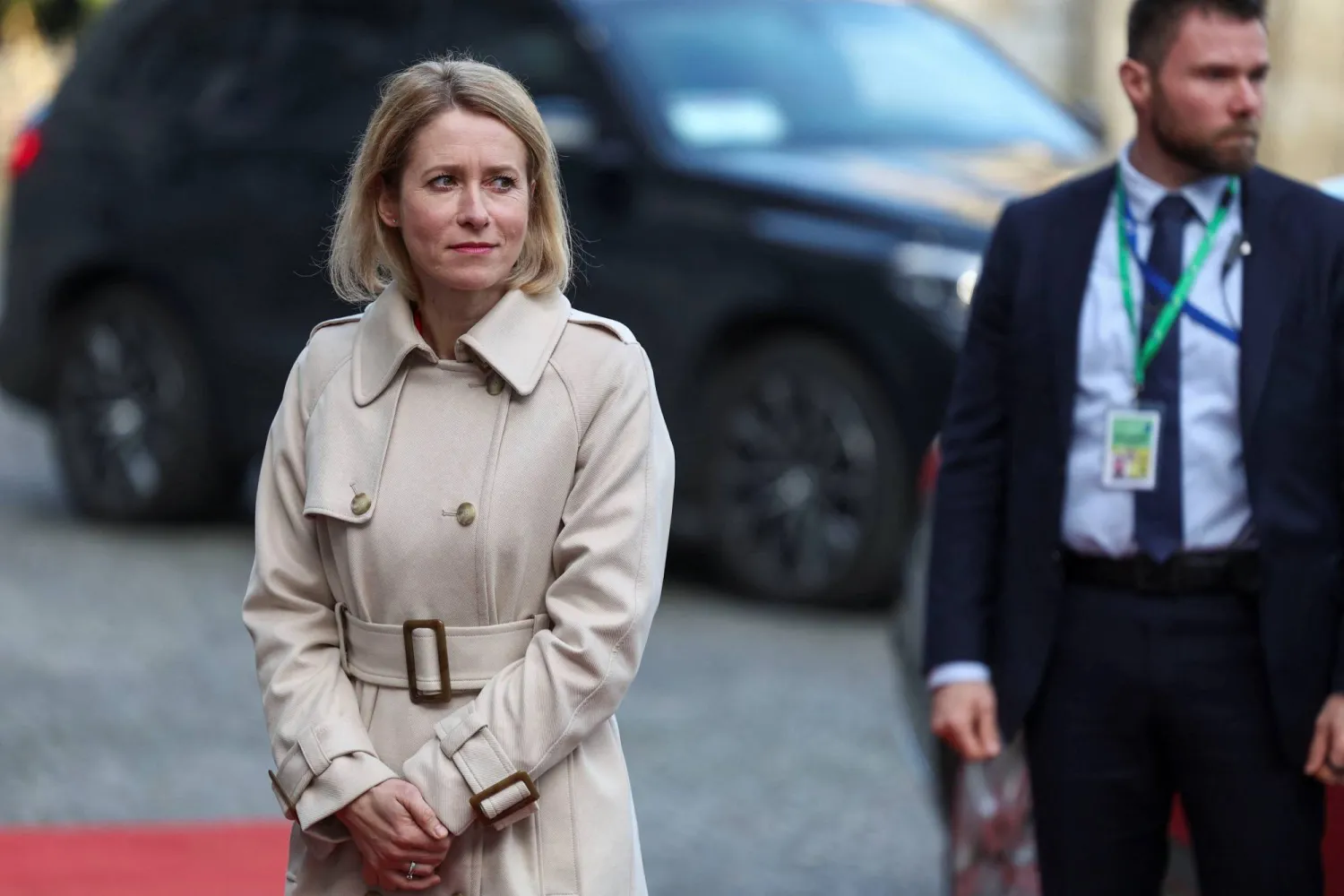 الممثلة العليا للشؤون الخارجية والسياسة الأمنية بالاتحاد الأوروبي كايا كالاس في بروكسل لحضور قمة غير رسمية لزعماء الاتحاد (رويترز)