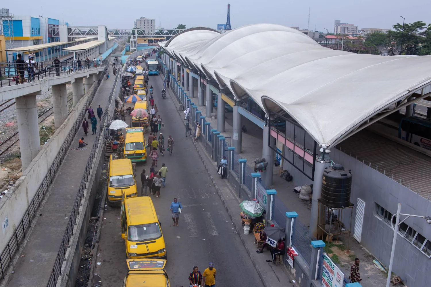 Taxis line up to pick up customers in Lagos, Nigeria, 04 February 2025. EPA/EMMANUEL ADEGBOYE