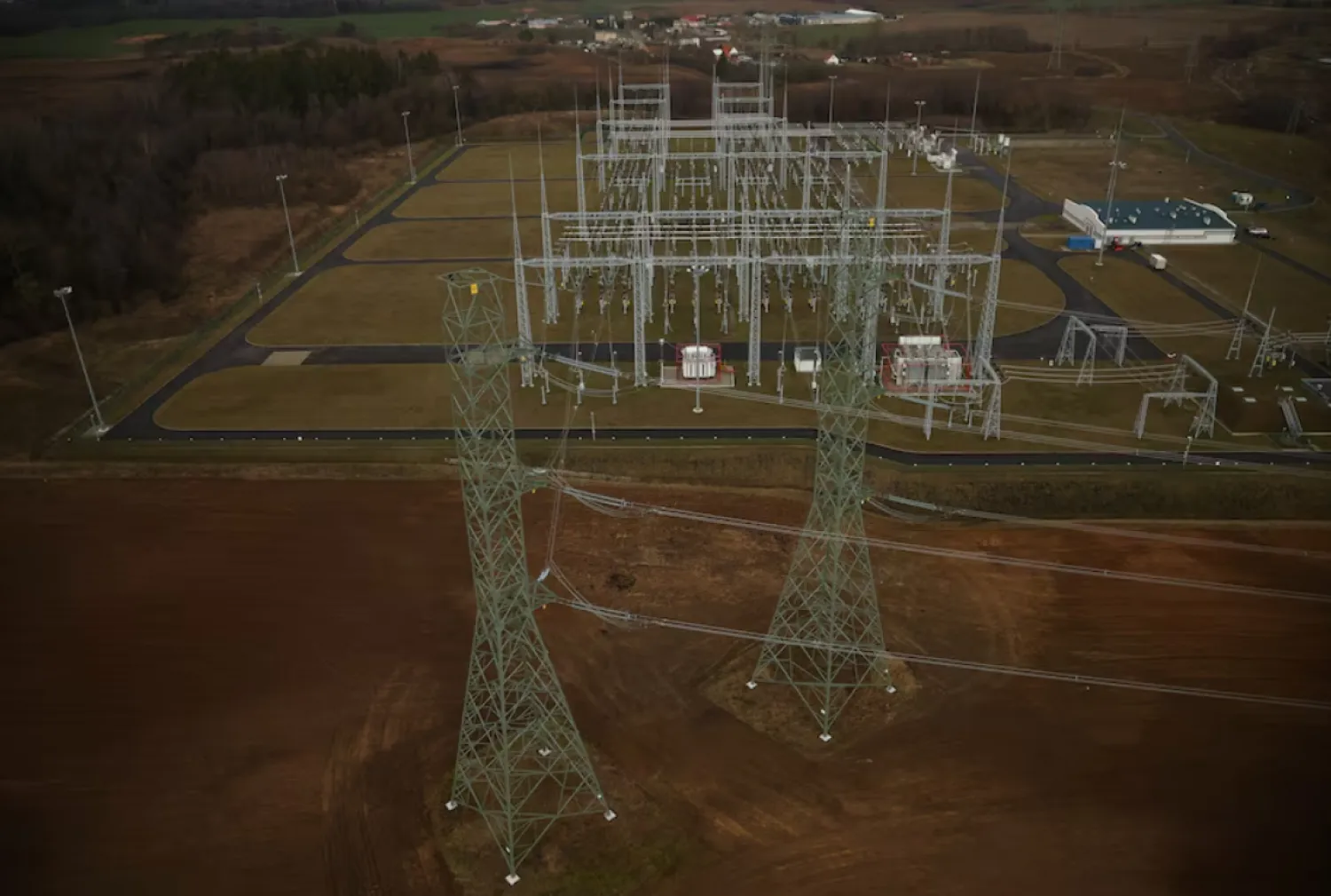 Polish transmission system operator PSE (Polskie Sieci Energetyczne) substation, part of the route of the LitPol, the interconnection between Poland and Lithuania is seen at Elk Bis substation near Elk, Poland, February 6, 2025. REUTERS/Kacper Pempel