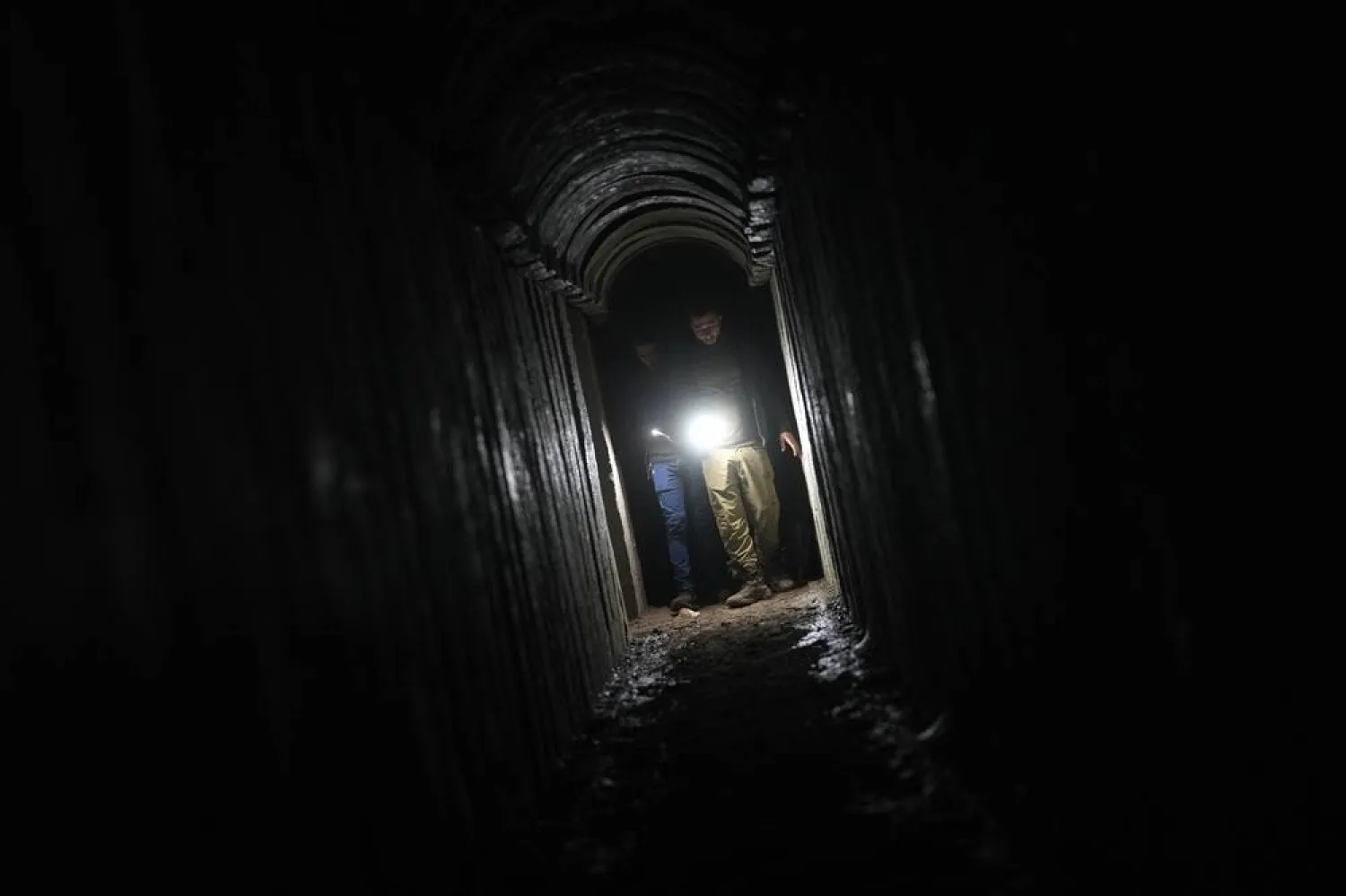 Free Syrian Army fighters walk through tunnels built by Kurdish Syrian Democratic Forces under the town of Tel Rifaat in the Aleppo region of northern Syria, Tuesday, Jan. 28, 2025. (AP) 