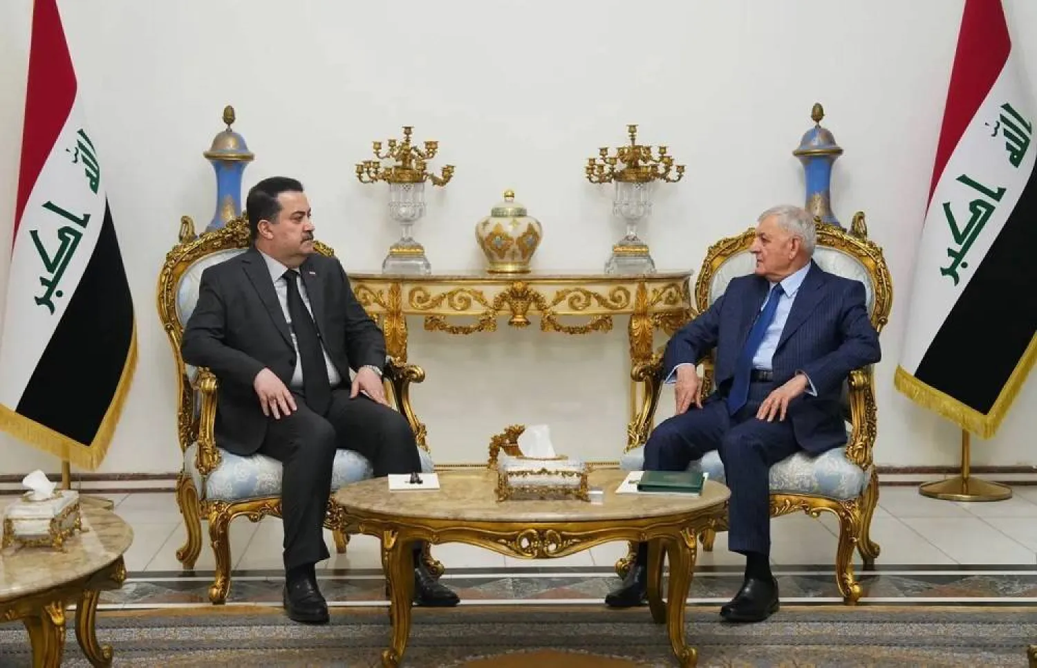 President Abdul Latif Rashid and Prime Minister Mohammed Shia al-Sudani meet in September. (Iraqi government) 