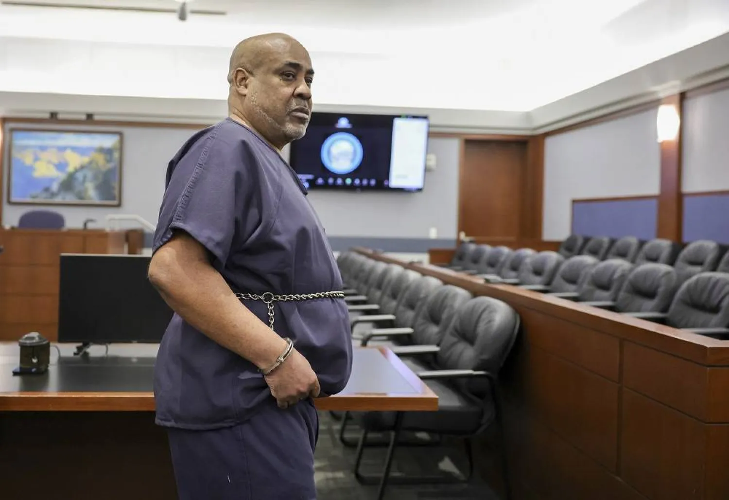 Duane "Keffe D" Davis appears in court for a hearing on a motion to dismiss charges for his involvement in the 1996 killing of rapper Tupac Shakur, Jan. 21, 2025 in Las Vegas. (Ethan Miller/Pool Photo via AP, File) 