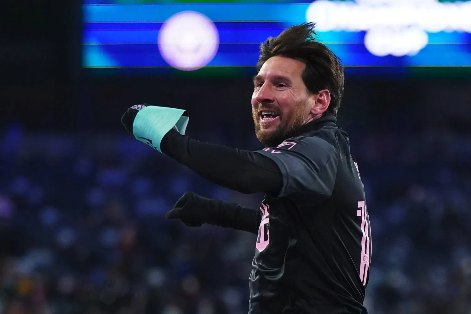 KANSAS CITY, KANSAS - FEBRUARY 19: Lionel Messi of Inter Miami celebrates after scoring the team's first goal during a 2025 Concacaf Champions Cup first leg match between Sporting Kansas City and Inter Miami at Sporting Park on February 19, 2025 in Kansas City, Kansas. Kyle Rivas/Getty Images/AFP 