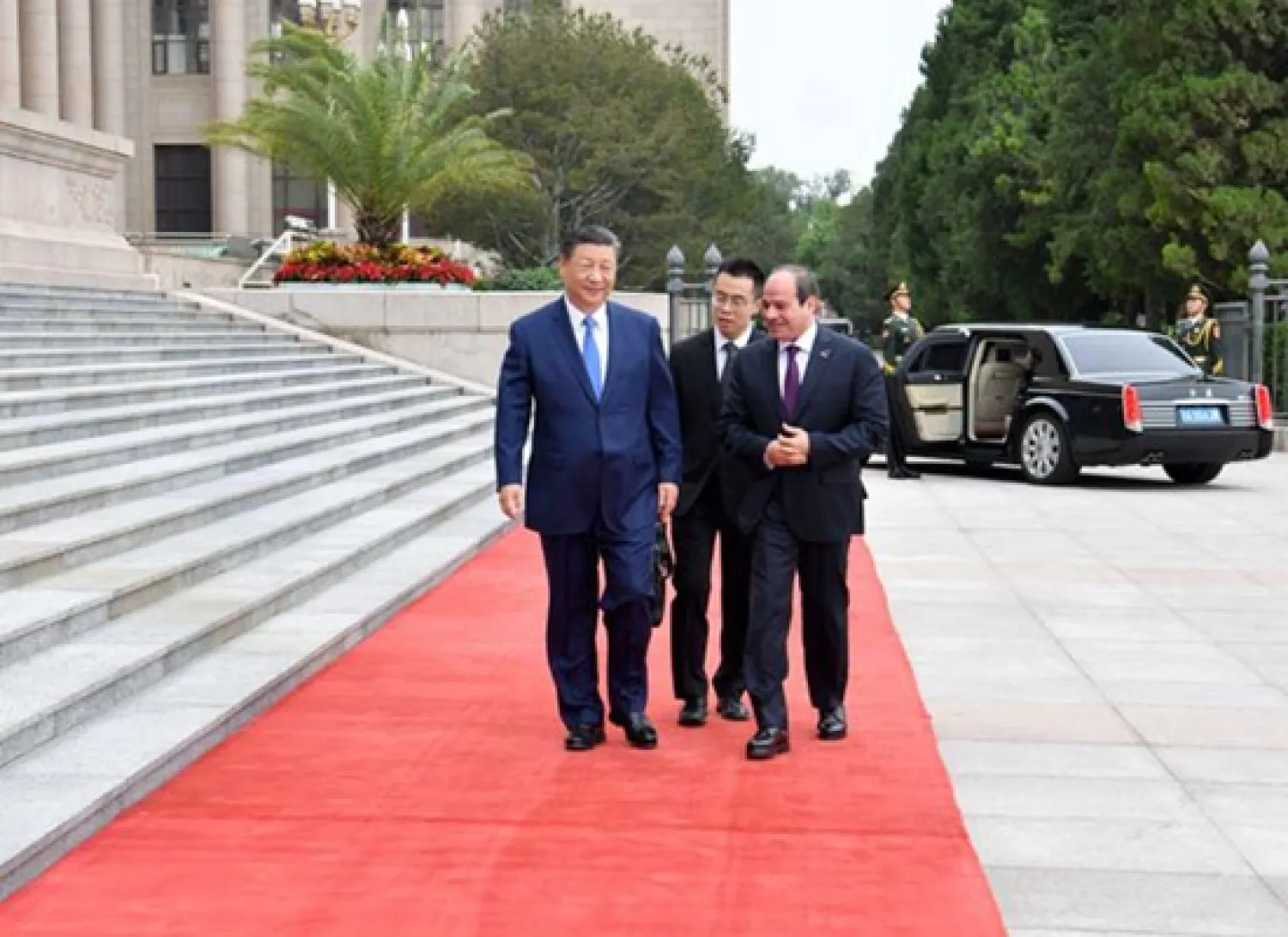 الرئيس الصيني خلال استقبال نظيره المصري في بكين مايو الماضي (الرئاسة المصرية)