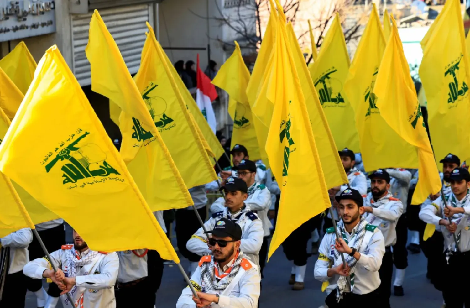 Hezbollah members during the funeral of the party's Secretary-General Hashem Safieddine in the village of Deir Qanoun al-Nahr in southern Lebanon on February 24, 2025 (Reuters)