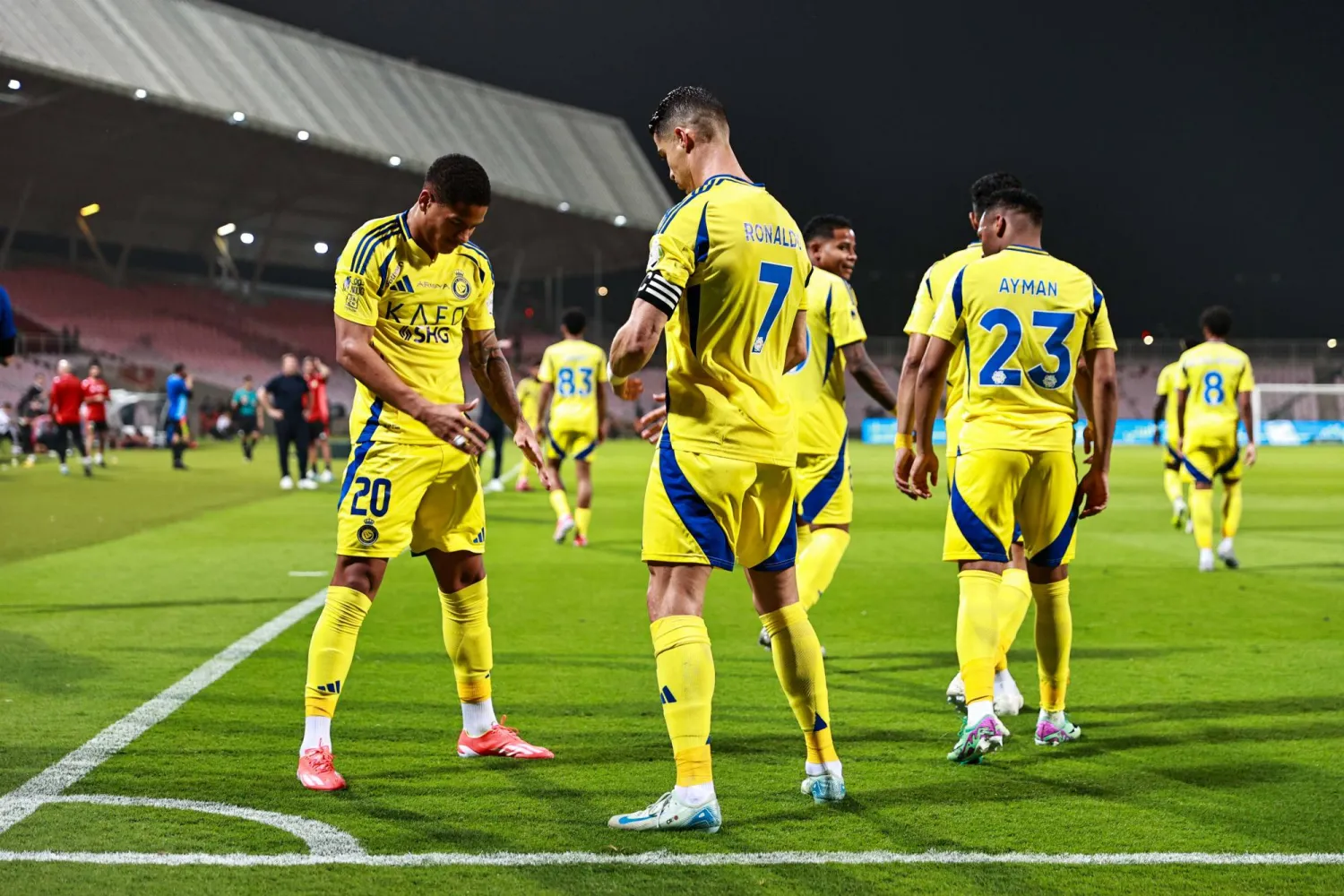 رونالدو يحتفل بهدفه في شباك الوحدة (تصوير: محمد المانع) 