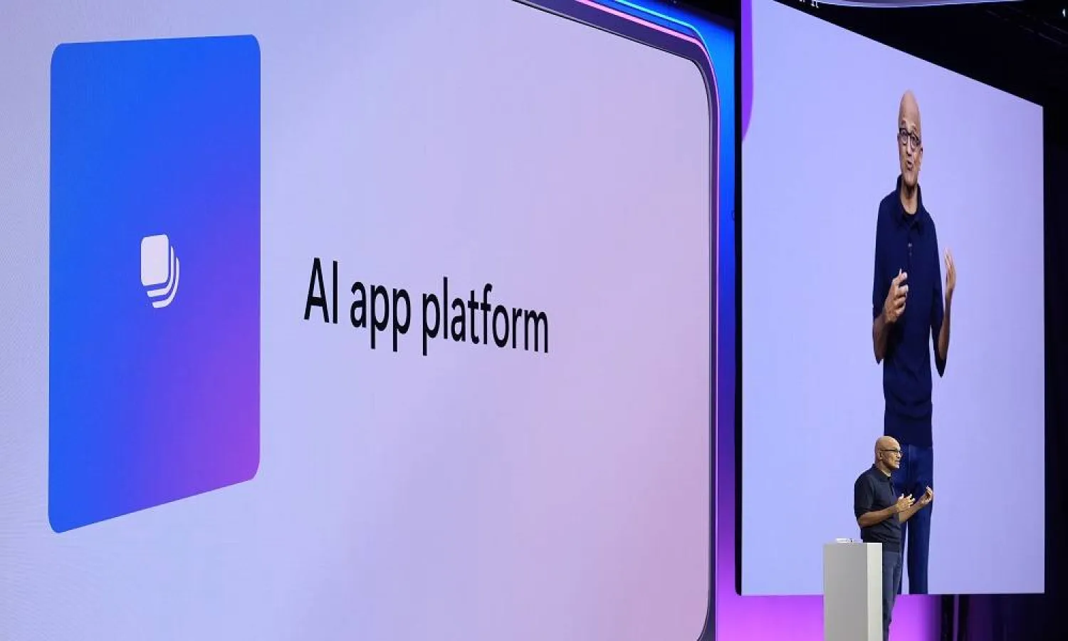 Microsoft CEO Satya Nadella speaks at the Microsoft Ignite conference, Nov. 19, 2024, in Chicago. (AP)