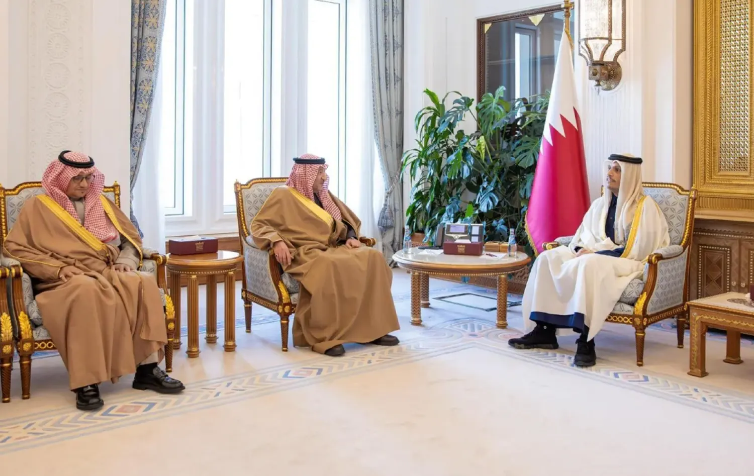 Qatar's Prime Minister and Minister of Foreign Affairs holds talks with Saudi Vice Minister of Foreign Affairs at the Amiri Diwan in Doha - SPA
