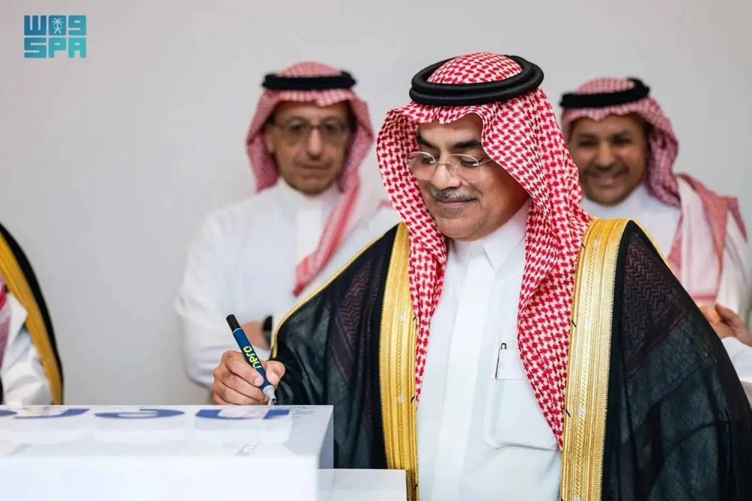 General Authority of Civil Aviation (GACA) President Abdulaziz bin Abdullah Al-Duailej inaugurates the new Jeddah headquarters of Nera on Tuesday. (SPA)