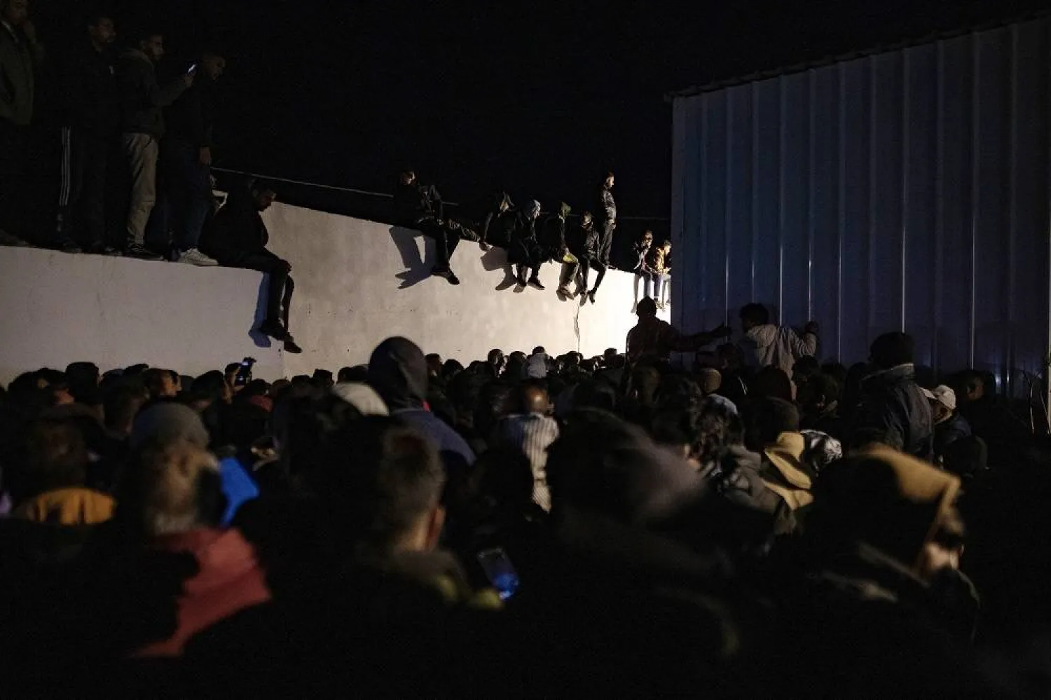 Relatives receive prisoners released from Israeli prisons, upon their arrival at the European Hospital in Khan Younis, southern Gaza Strip, 27 February 2025. (EPA) 