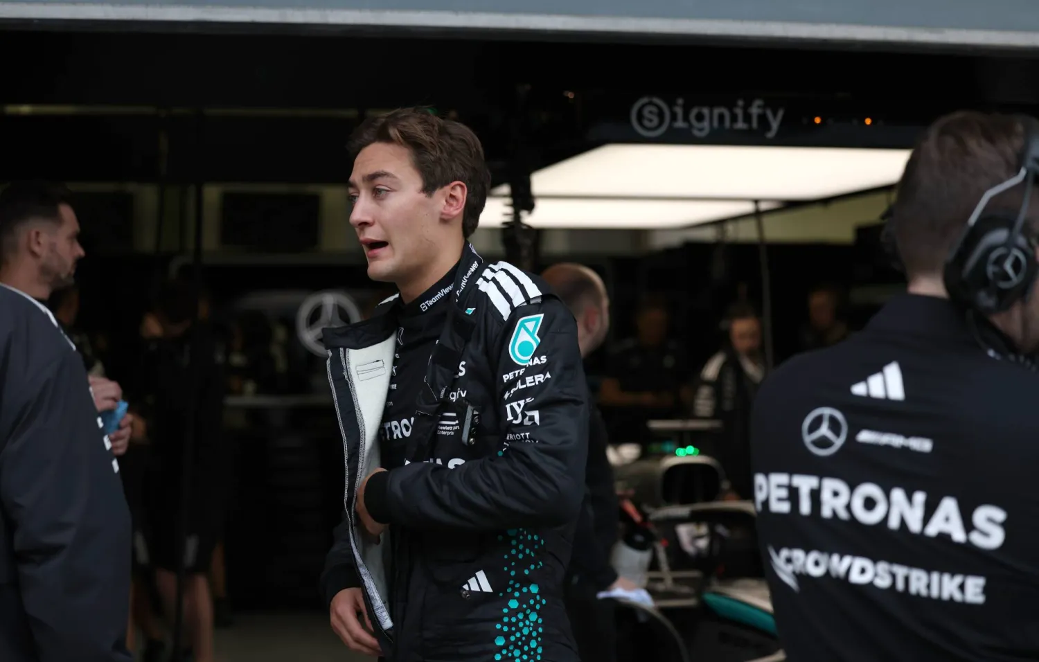 جورج راسل سائق فريق «مرسيدس» الأسرع في آخر أيام تجارب البحرين (إ.ب.أ)