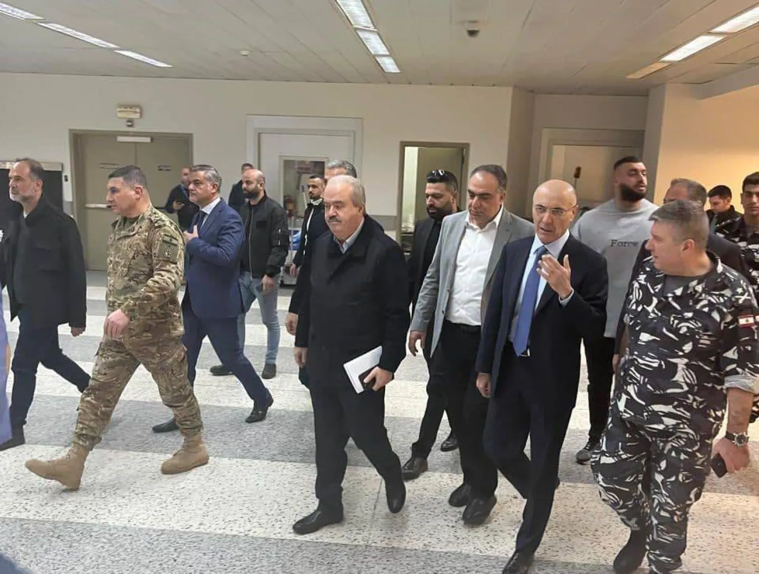 الوزراء الحجار ورسامني وجابر خلال جولتهم في مطار بيروت (الوكالة الوطنية)