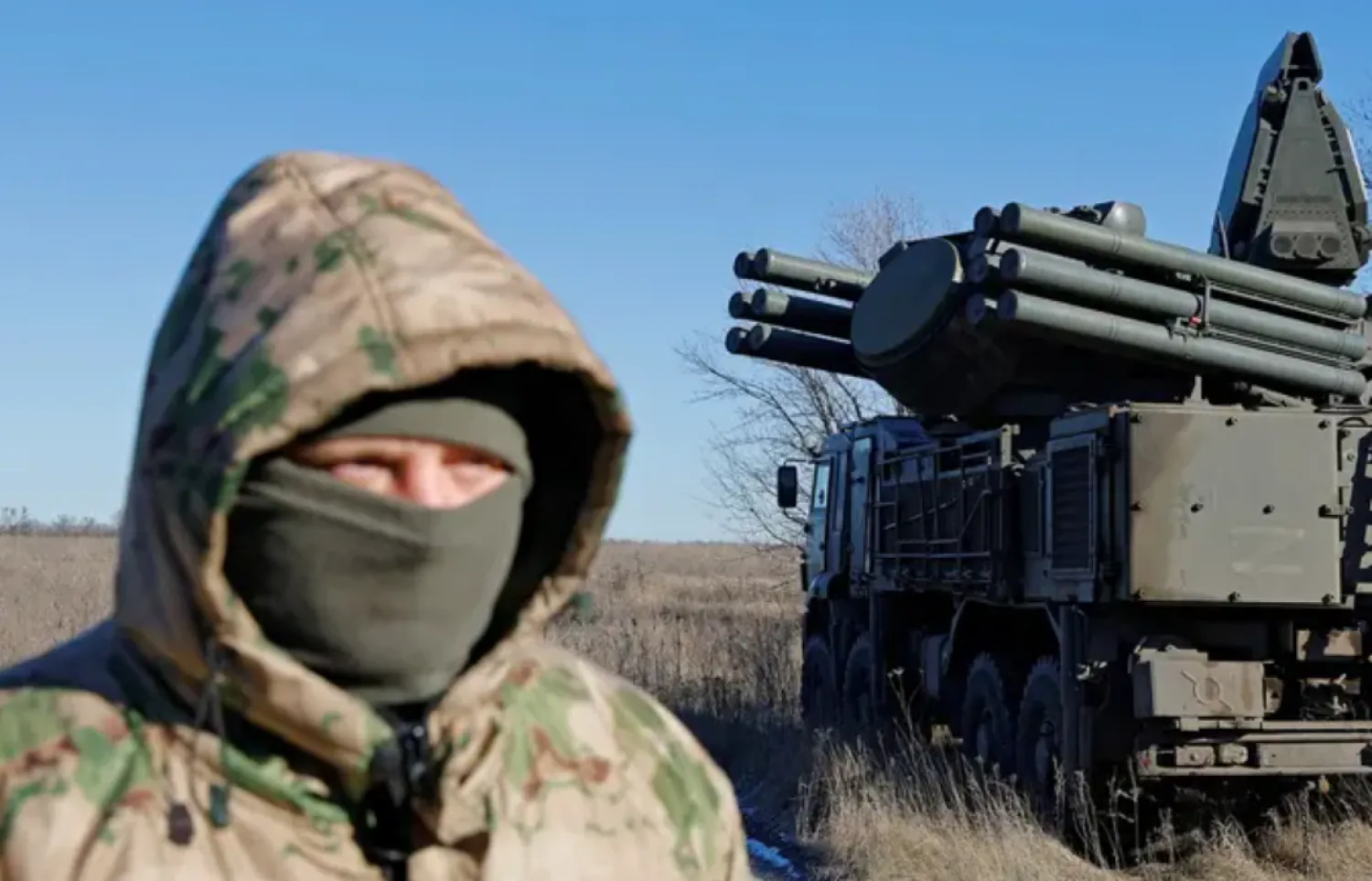 A Russian service member stands in front of a Pantsir anti-aircraft missile system on combat duty in the course of Russia-Ukraine conflict in the Luhansk region, Russian-controlled Ukraine, January 25, 2023 - Reuters
