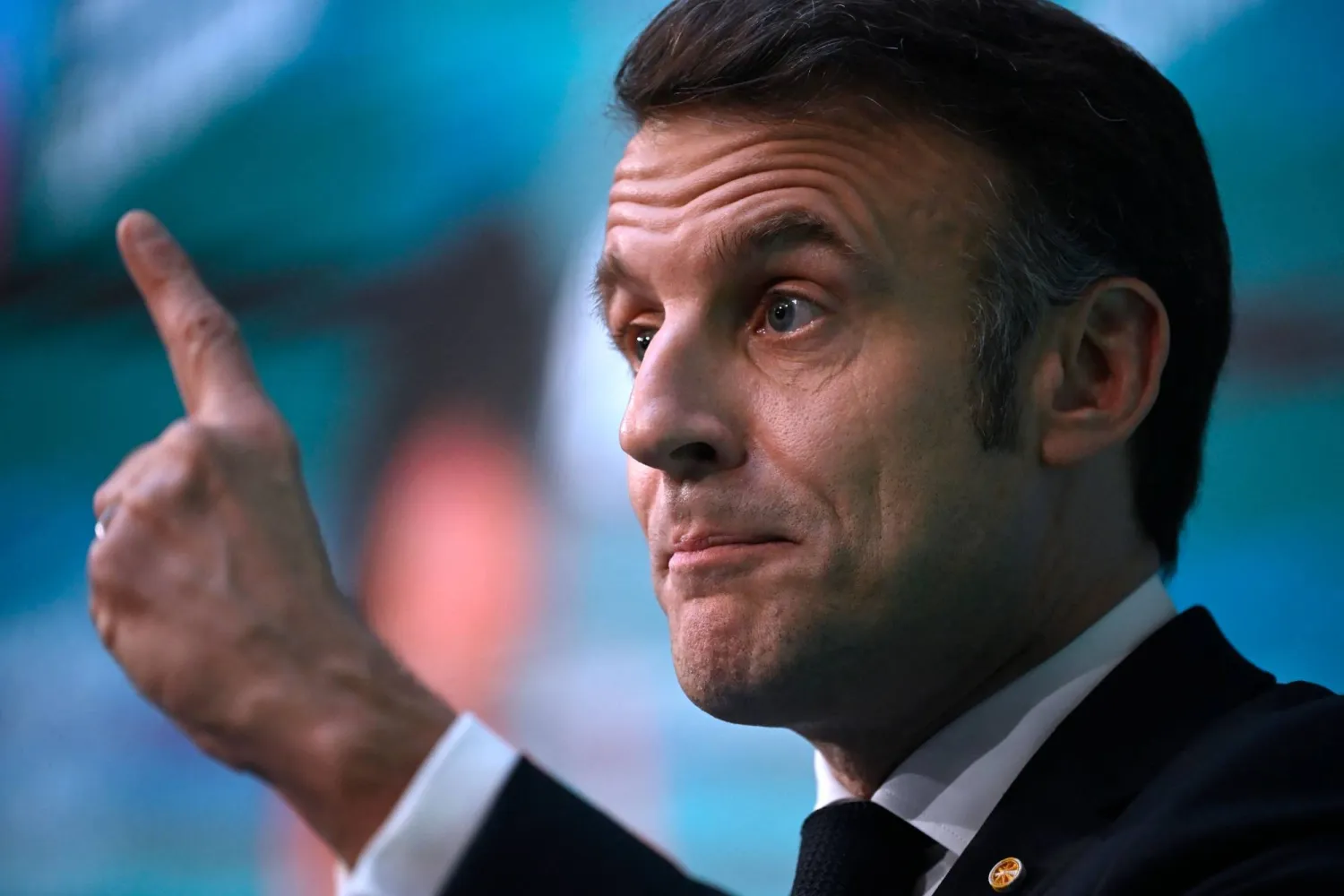 France's President Emmanuel Macron delivers a speech during the closing session of the Franco-Portuguese Business Forum in Porto, on the second day of a state visit to Portugal, on February 28, 2025. (Photo by MIGUEL RIOPA / AFP)