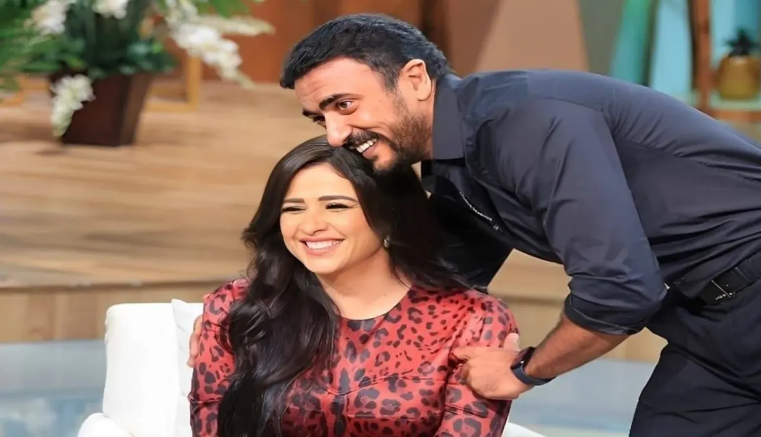 ياسمين عبد العزيز مع طليقها أحمد العوضي في لقاء سابق (فيسبوك)