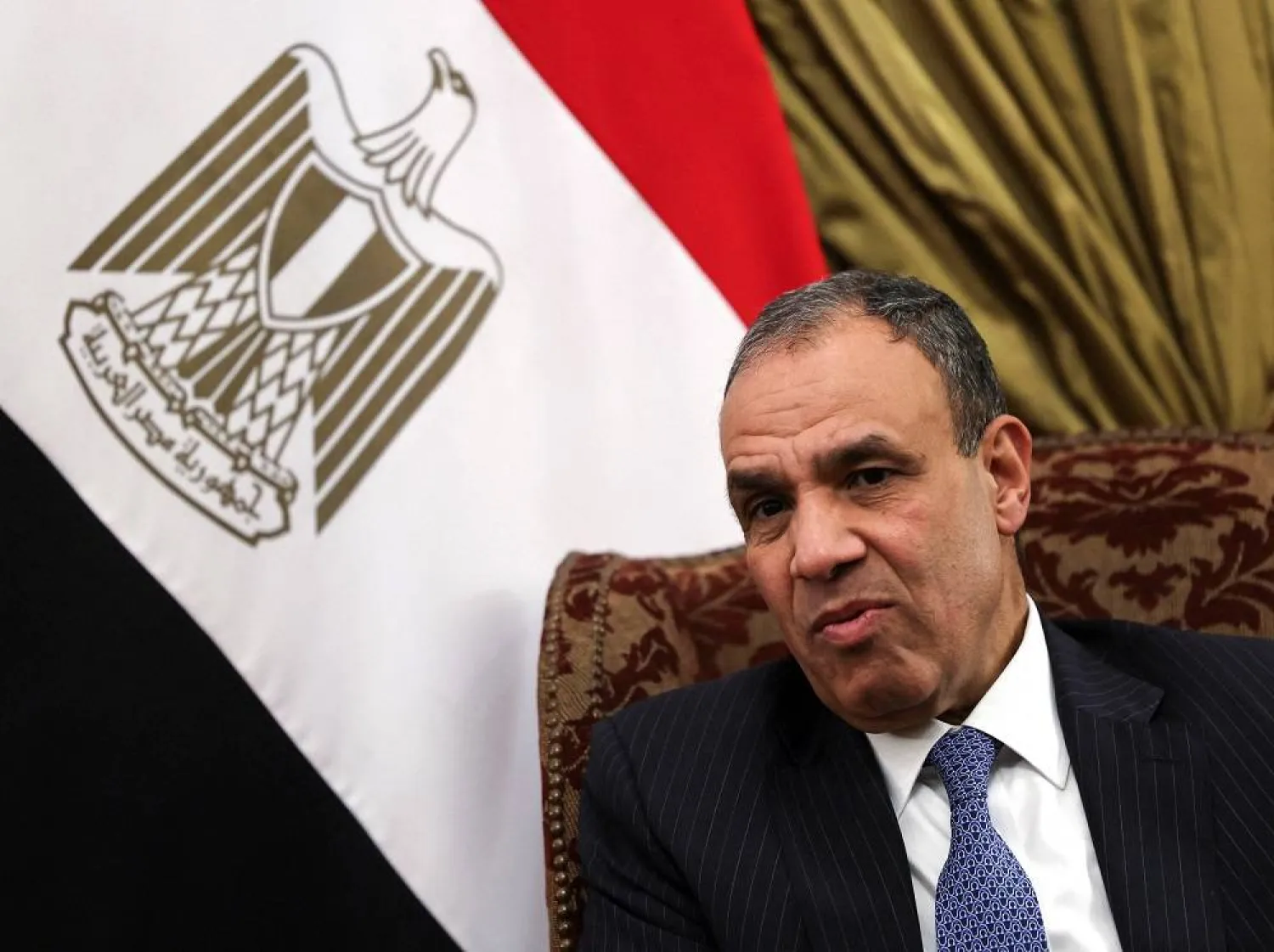 Egyptian Foreign Minister Badr Abdelatty attends a meeting with Jordanian Foreign Minister Ayman Safadi (unssen) at the Al Tahrir palace to discuss details of the Gaza reconstruction plan, ahead of emergency Arab summit organized by Egypt this week, in Cairo, Egypt March 3, 2025. (Reuters) 