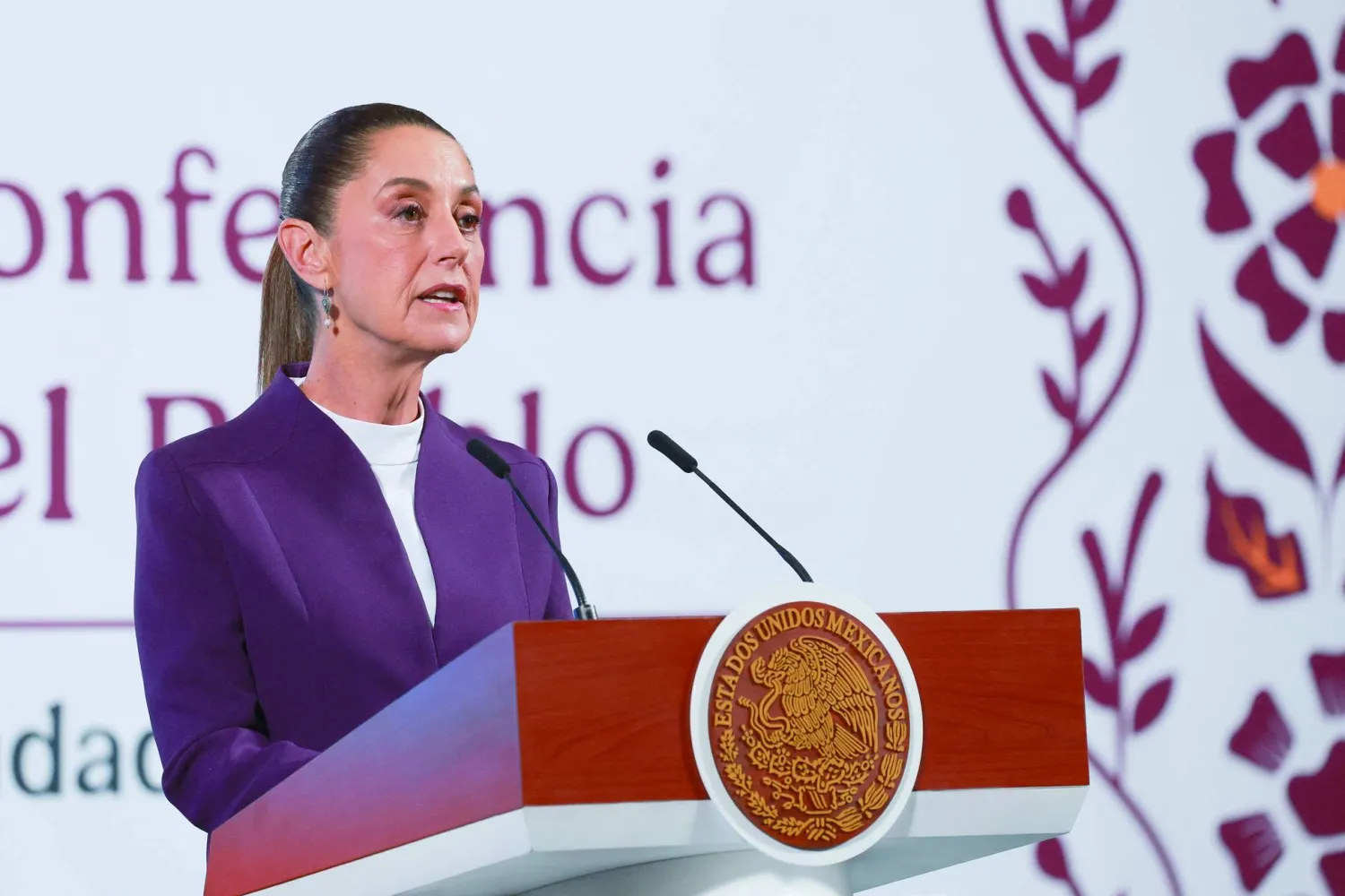 
الرئيسة المكسيكية كلوديا شينباوم (رويترز)