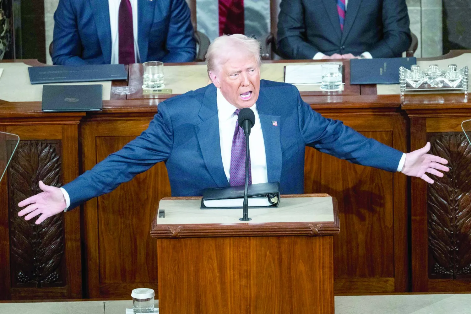 
ترمب خلال خطابه أمام الكونغرس مساء الثلاثاء (د.ب.أ)