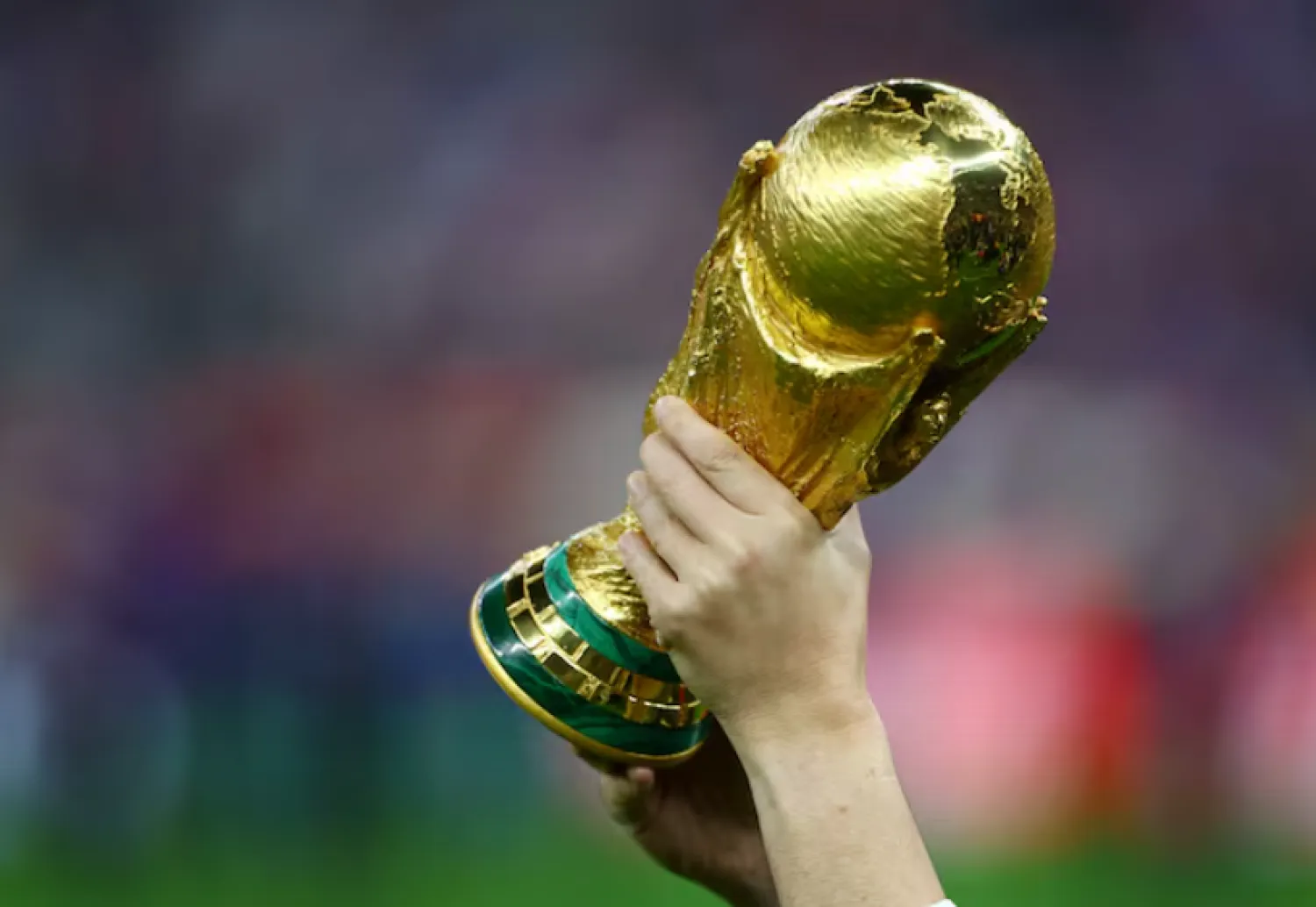 Soccer Football - FIFA World Cup Qatar 2022 - Final - Argentina v France - Lusail Stadium, Lusail, Qatar - December 18, 2022 General view of the World Cup trophy during the closing ceremony before the match REUTERS/Hannah Mckay/File Photo 